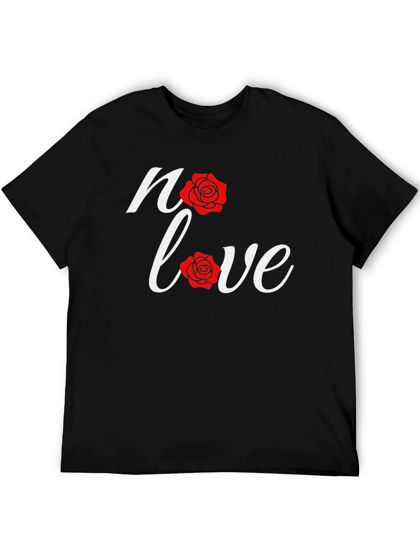 No Love Rose Graphic Black T-Shirt