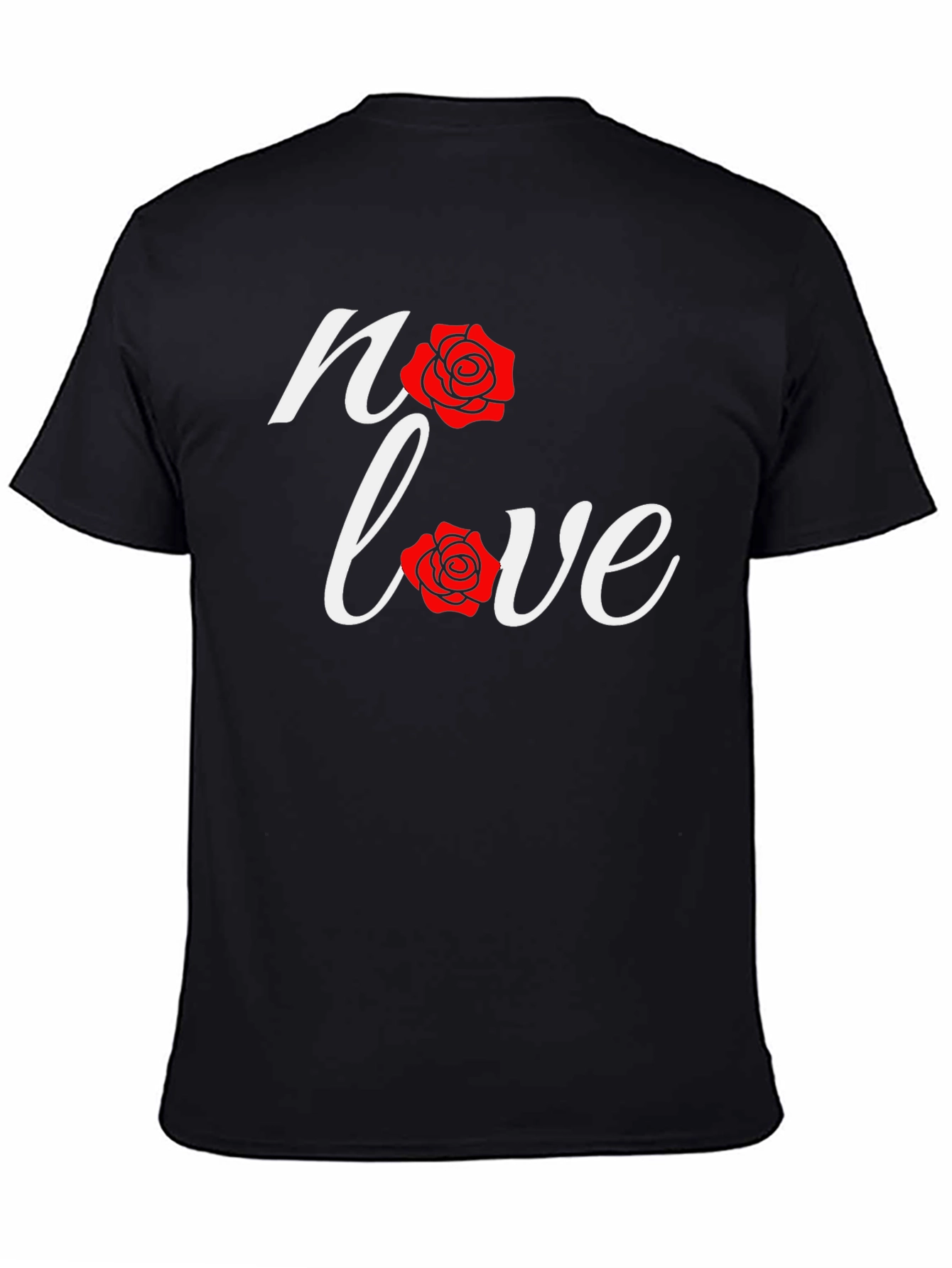 No Love Rose Graphic Black T-Shirt