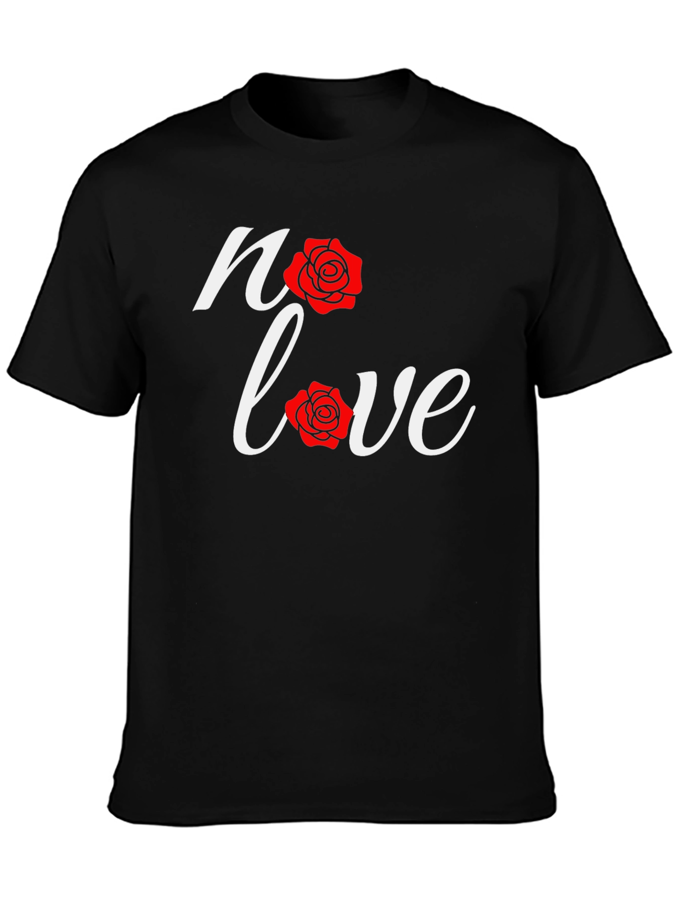 No Love Rose Graphic Black T-Shirt