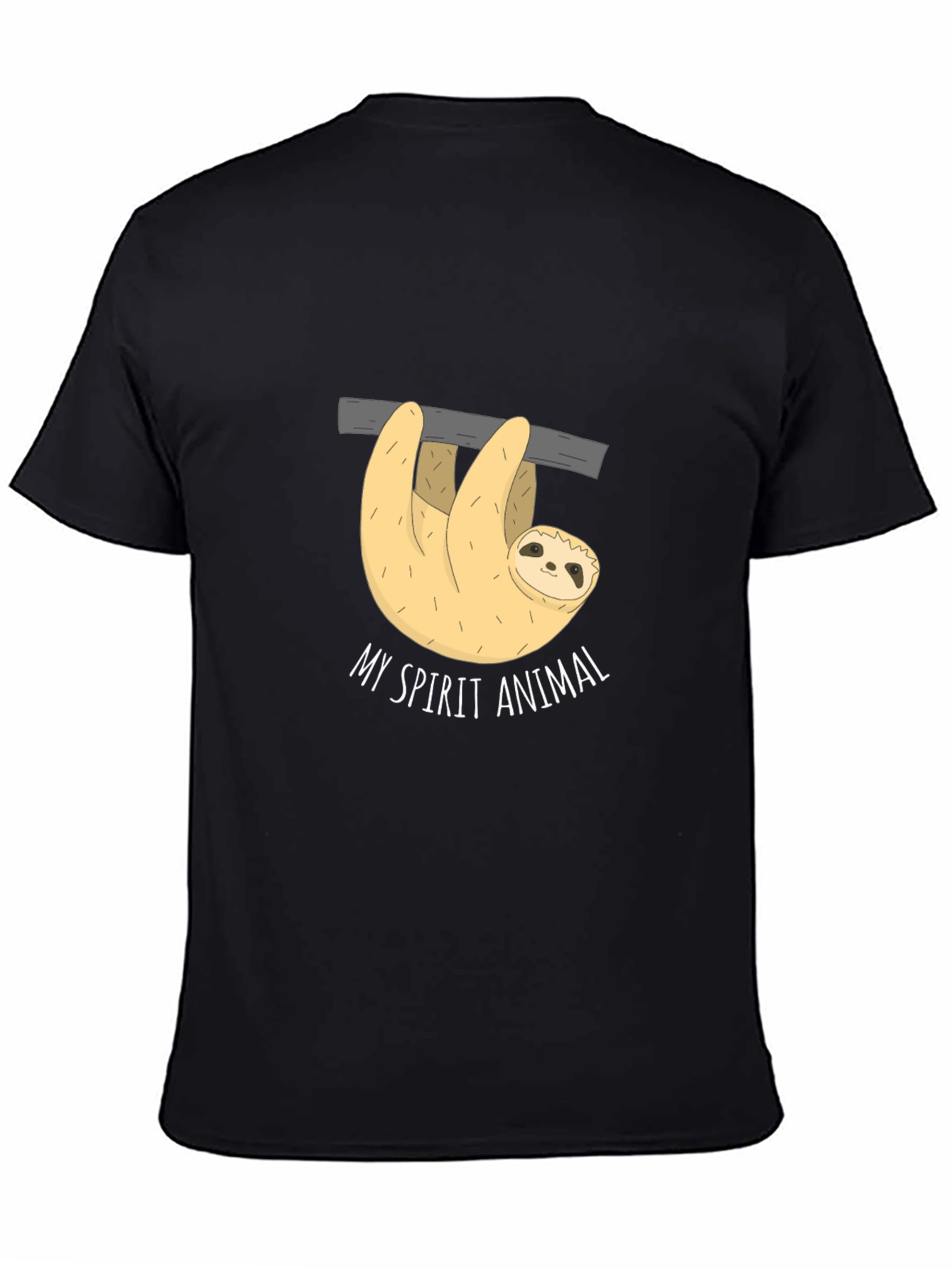 Cute Sloth Spirit Animal Graphic Tee - Black