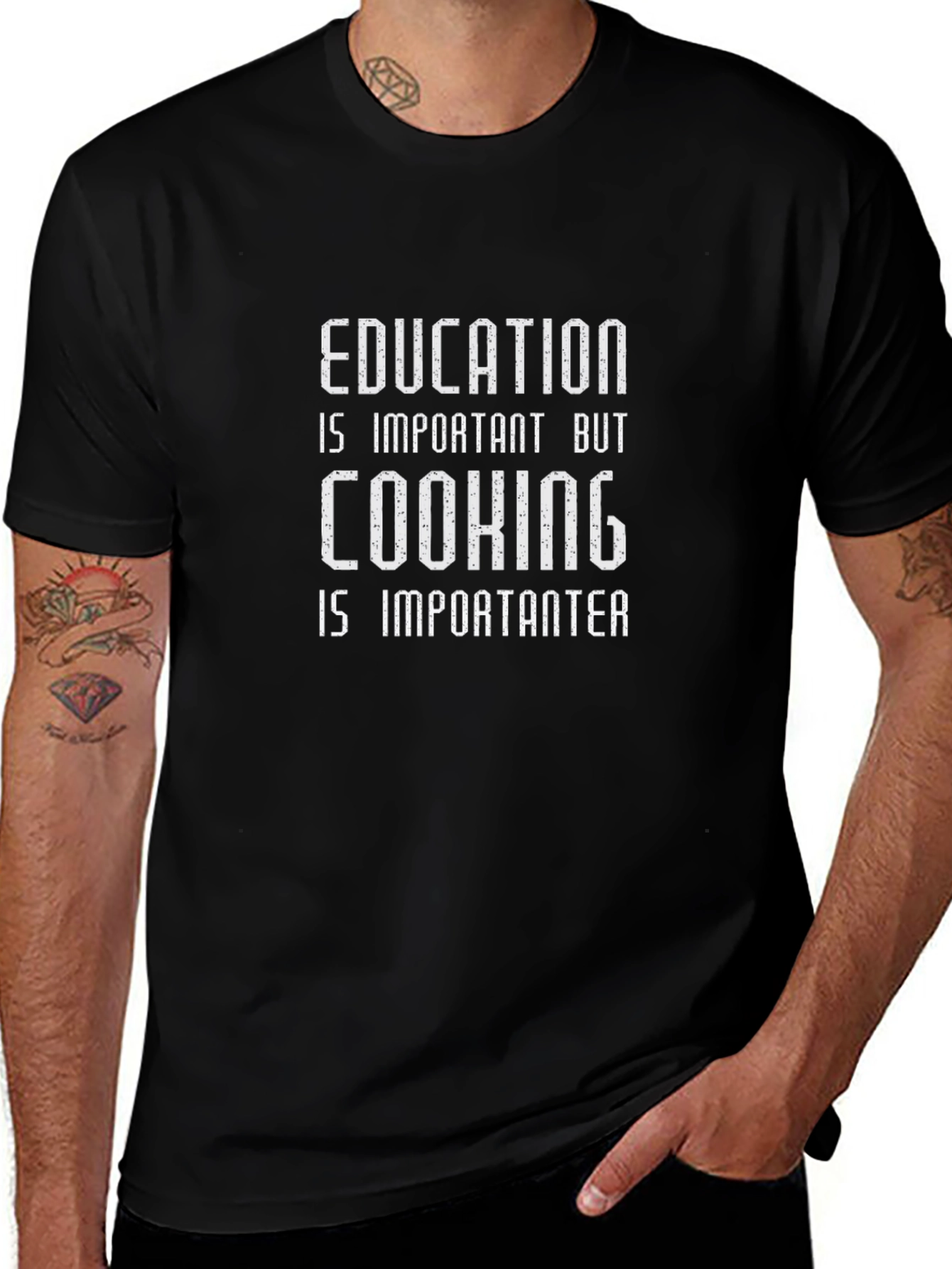 Education vs Cooking Funny T-Shirt