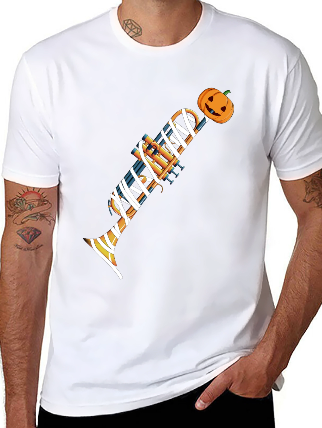Halloween Trumpet Mummy Graphic Tee