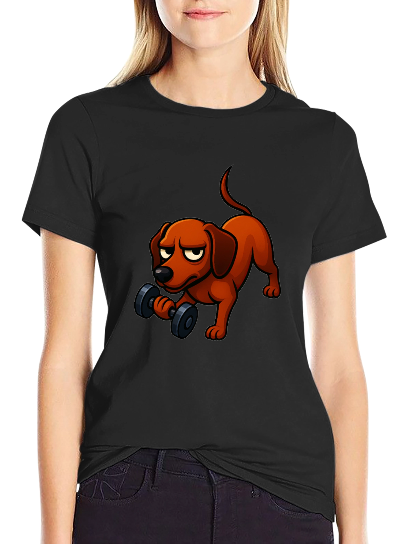 Funny Dog Lifting Weights T-Shirt