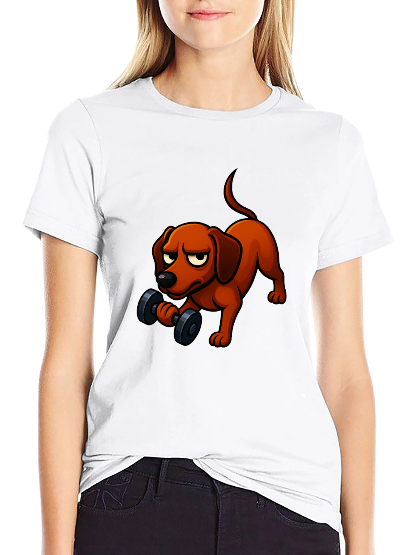 Funny Dog Lifting Weights T-Shirt