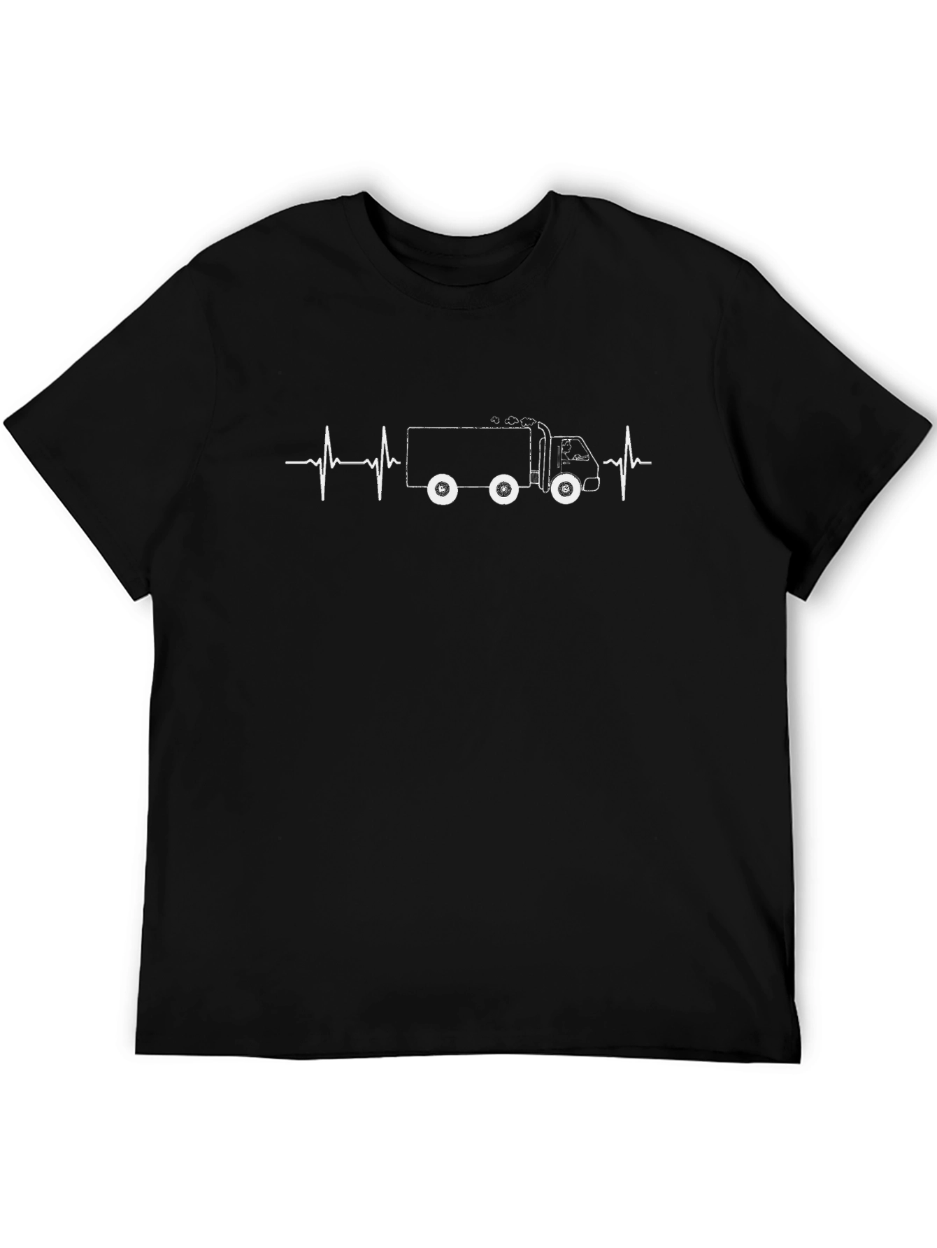 Garbage Truck Heartbeat T-Shirt - Black