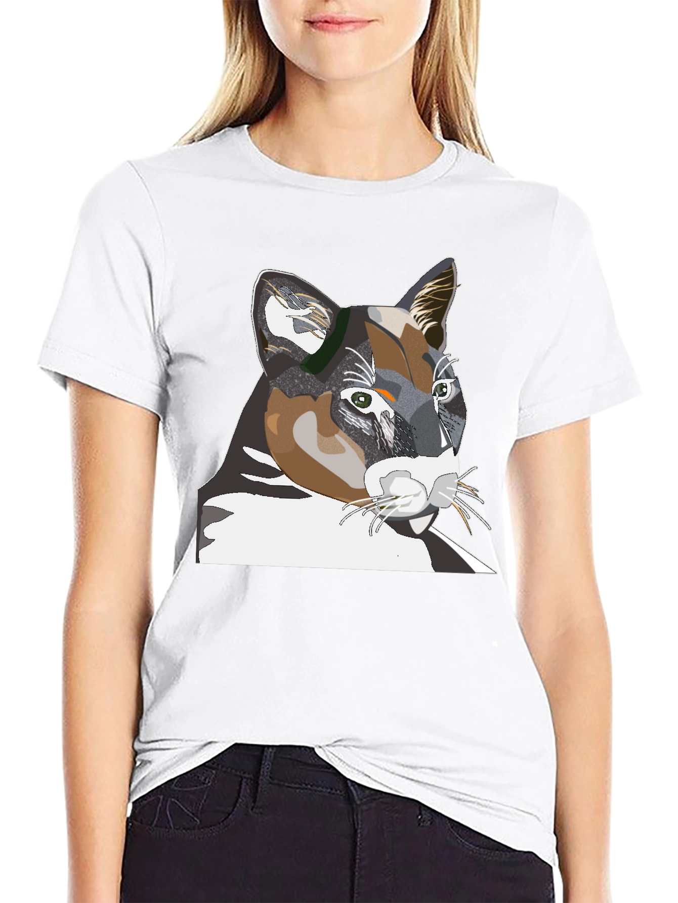 Cool Cat Graphic Tee - Black Cotton T-Shirt