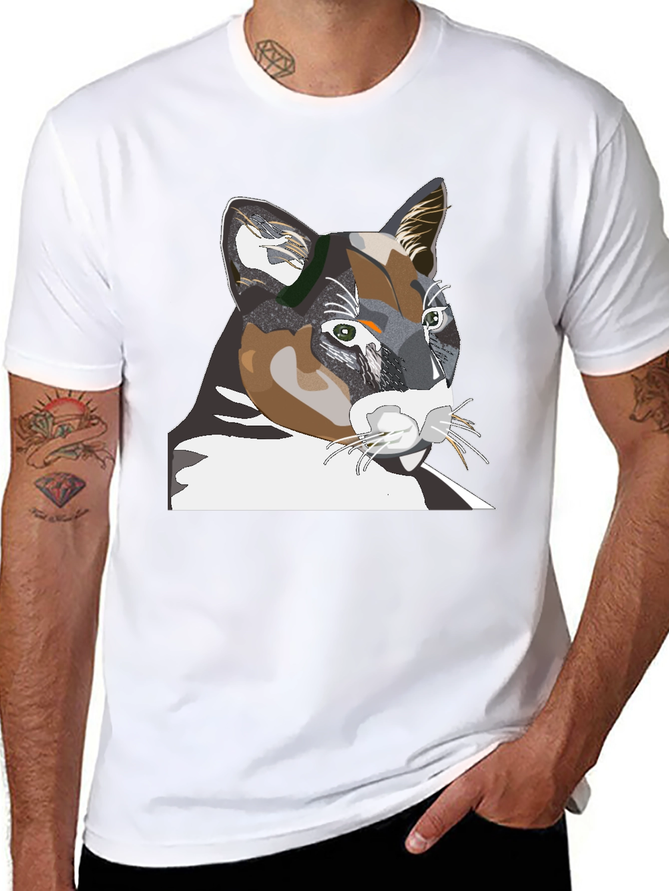 Cool Cat Graphic Tee - Black Cotton T-Shirt