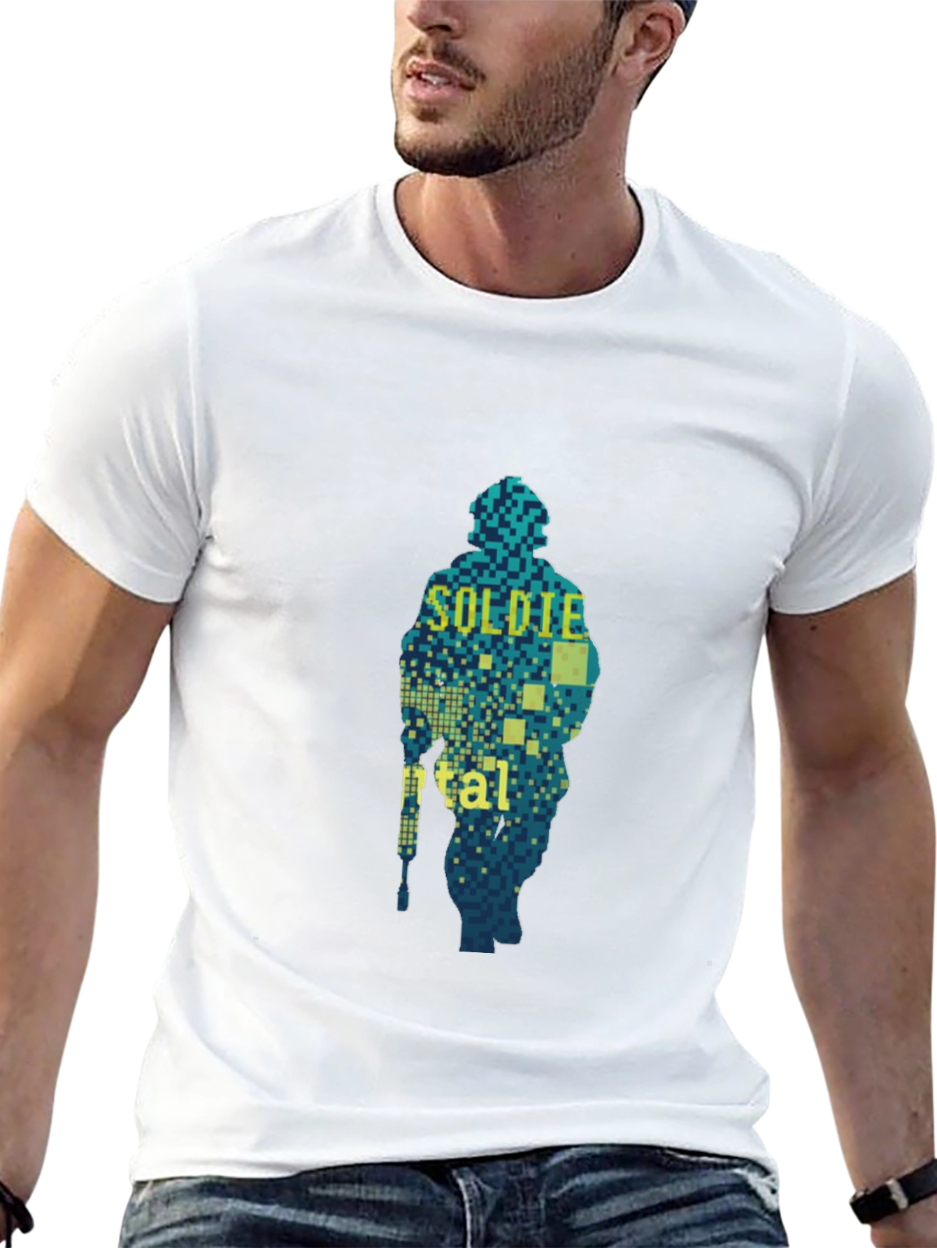 Pixel Soldier Graphic T-Shirt - Mens Black Tee
