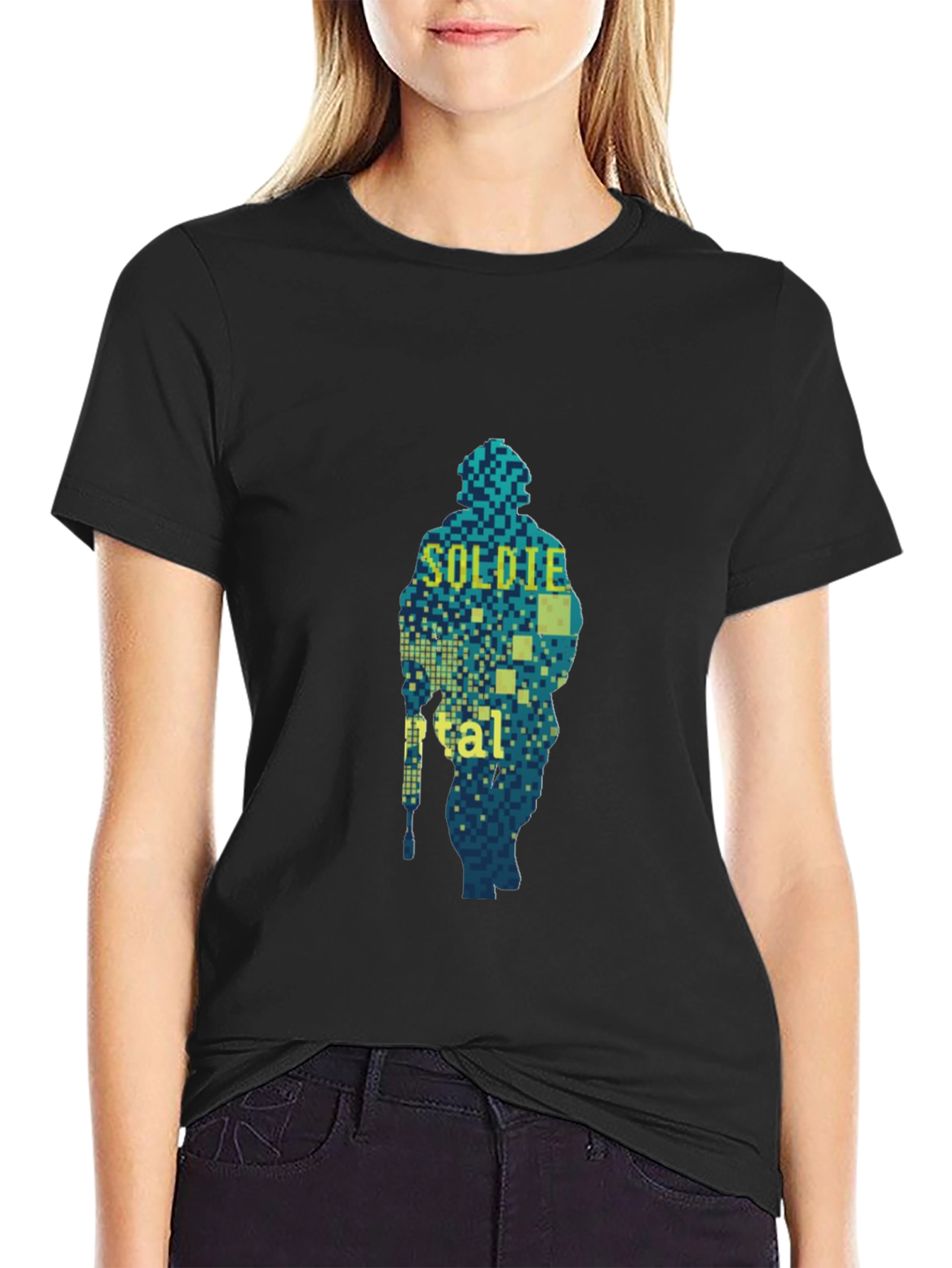 Pixel Soldier Graphic T-Shirt - Mens Black Tee