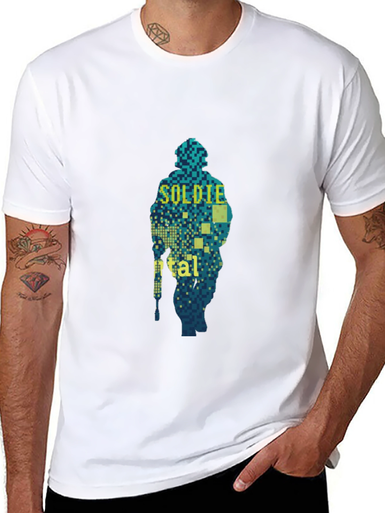 Pixel Soldier Graphic T-Shirt - Mens Black Tee