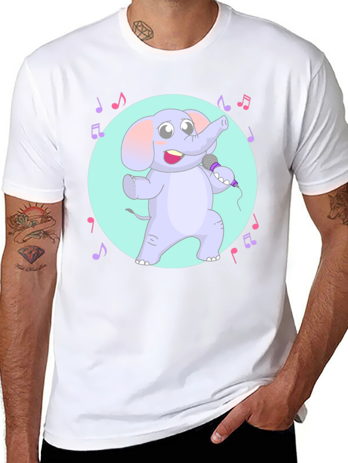 Singing Elephant Graphic Tee - Unique Design