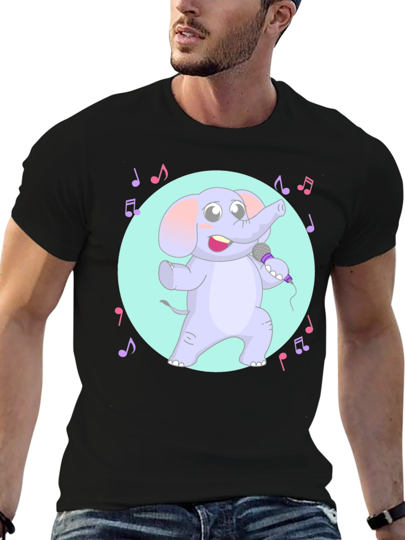 Singing Elephant Graphic Tee - Unique Design