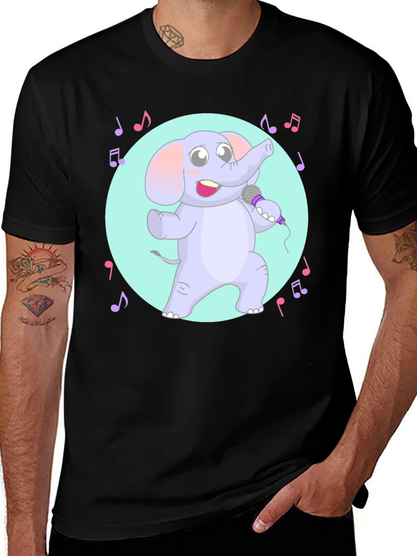 Singing Elephant Graphic Tee - Unique Design