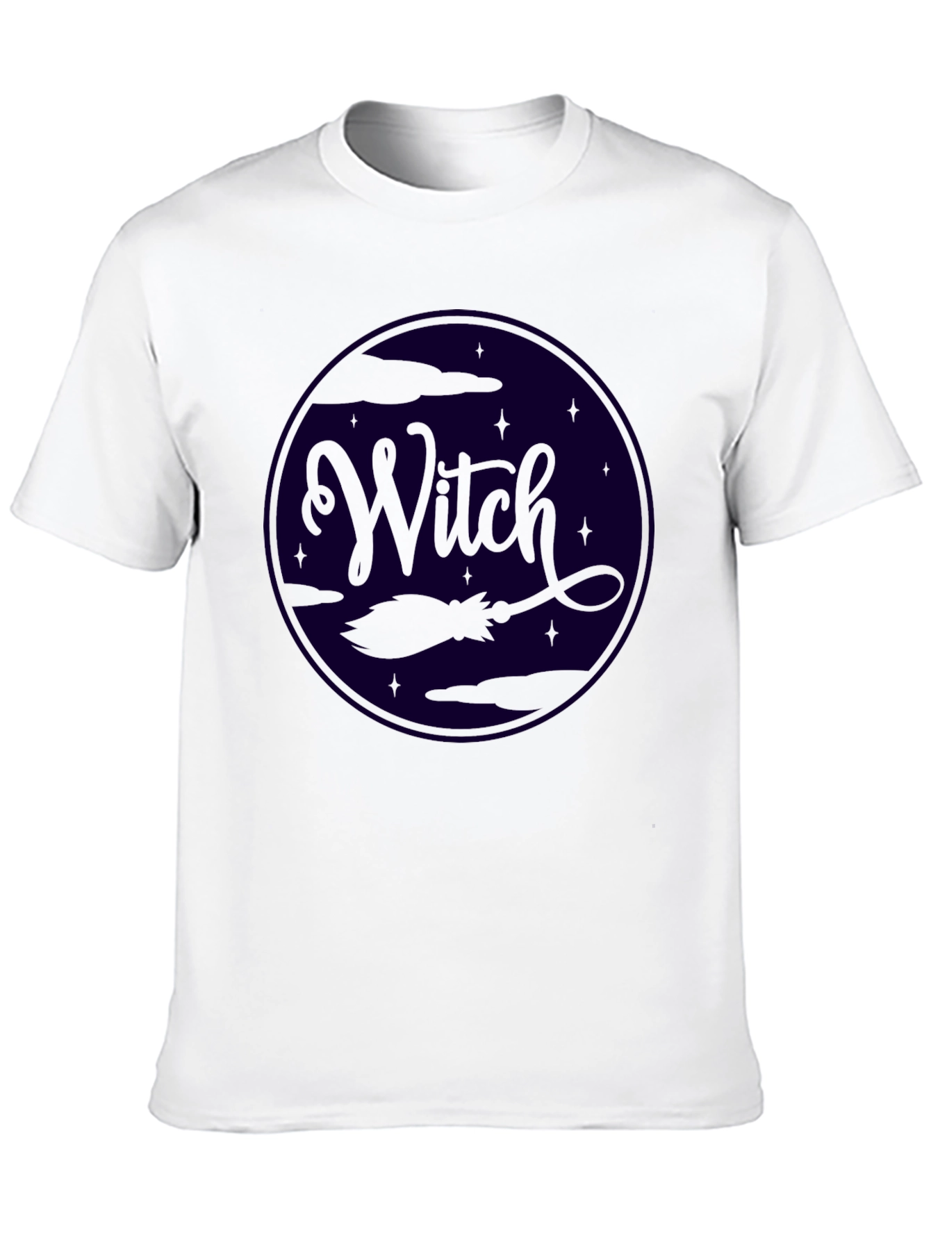 Witch Broom Halloween Graphic Tee - Black