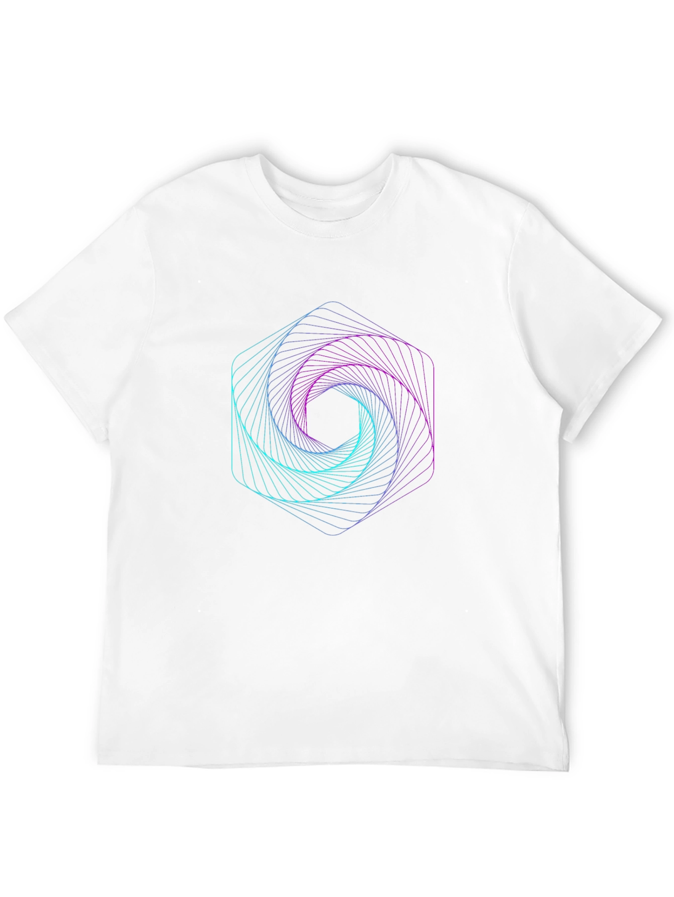 Geometric Hexagon Vortex Graphic Black Tee