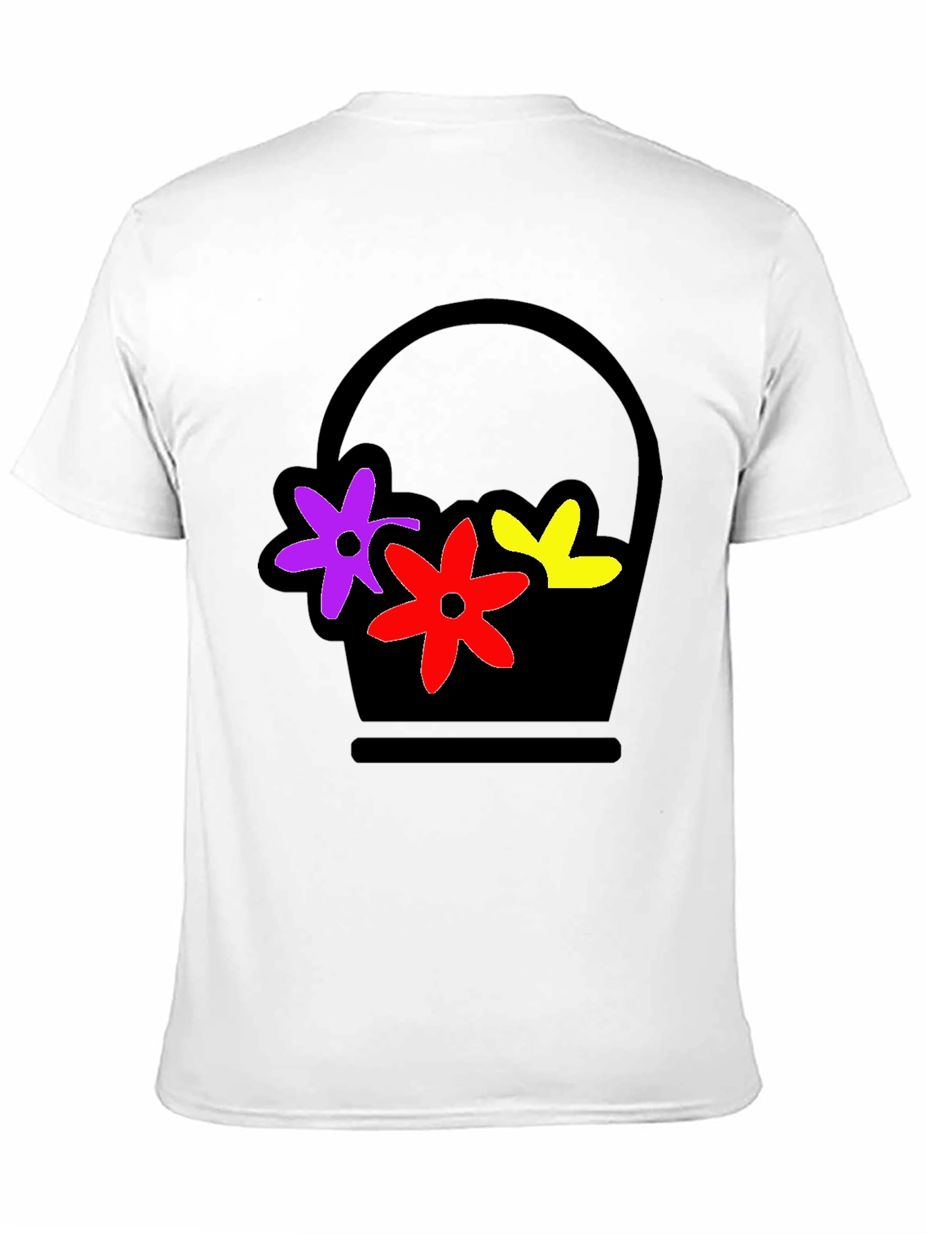 Floral Basket Graphic Tee - Stylish Black T-Shirt