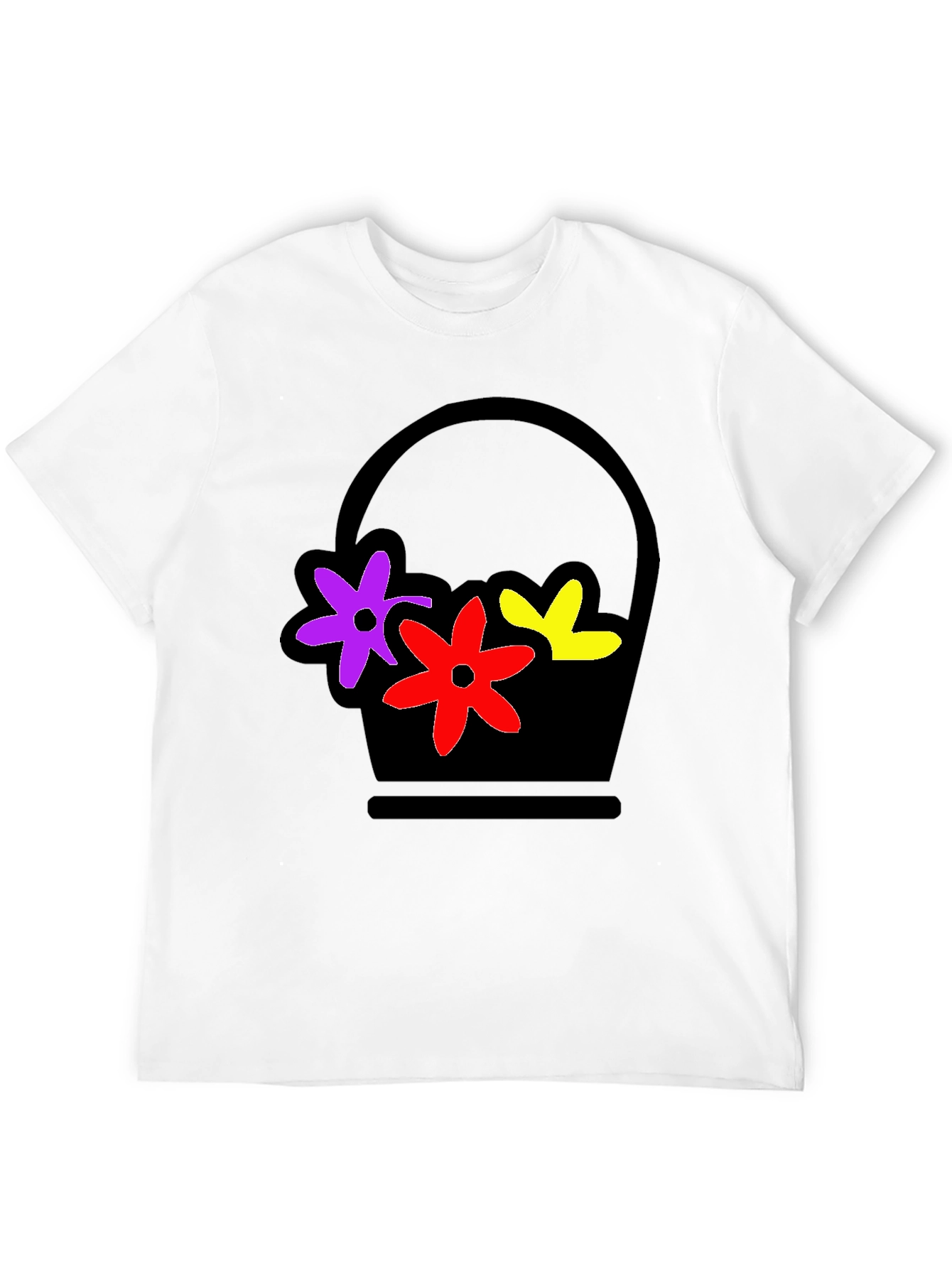 Floral Basket Graphic Tee - Stylish Black T-Shirt