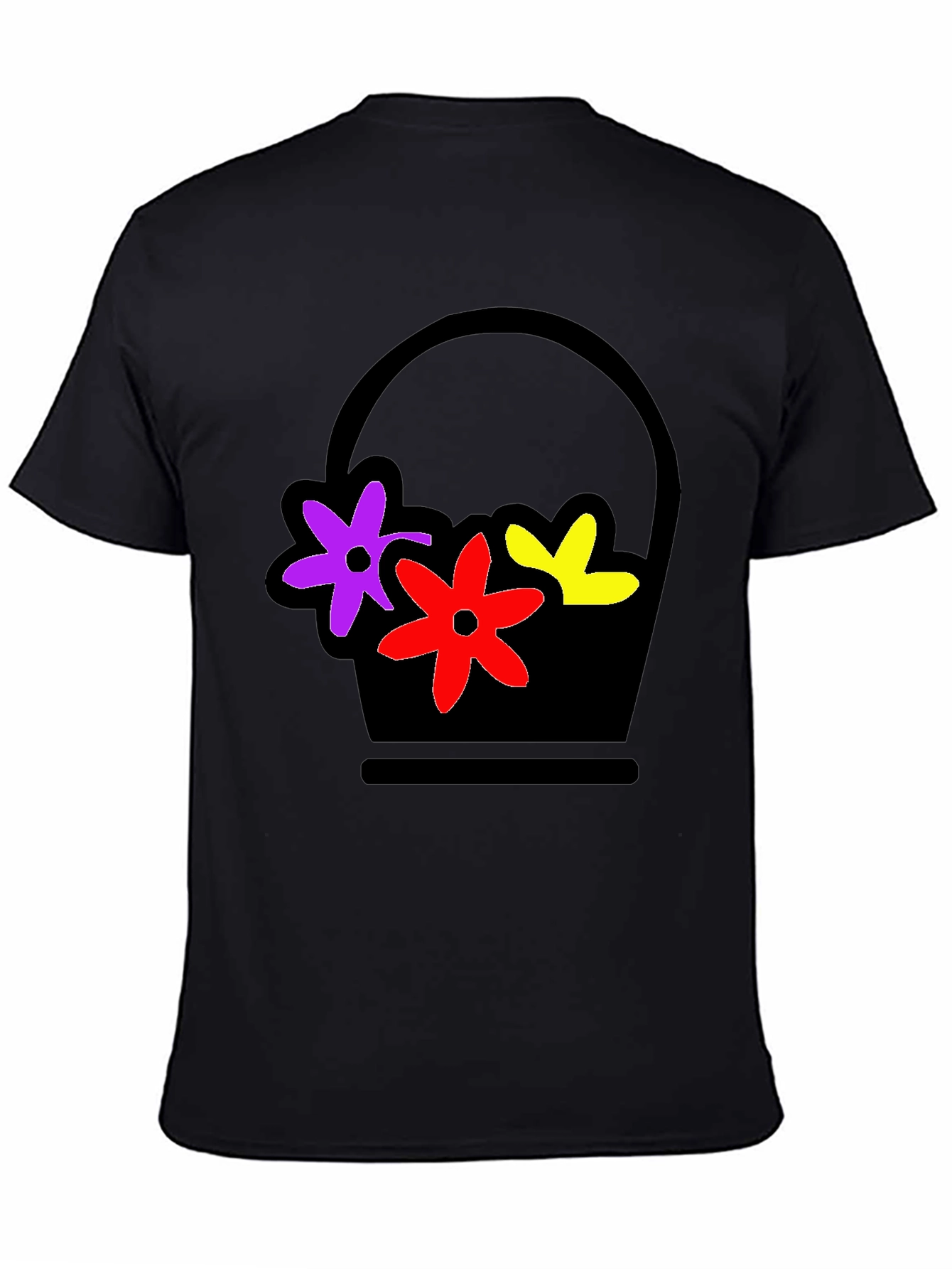 Floral Basket Graphic Tee - Stylish Black T-Shirt