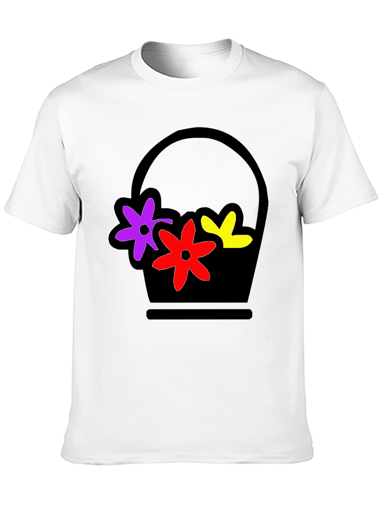 Floral Basket Graphic Tee - Stylish Black T-Shirt