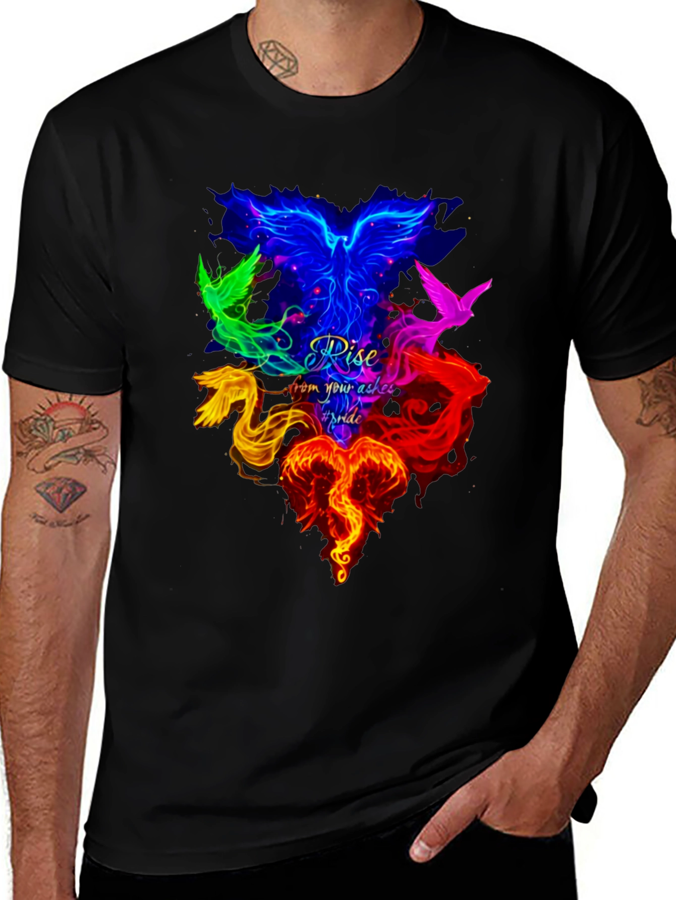 Colorful Phoenix Graphic T-Shirt
