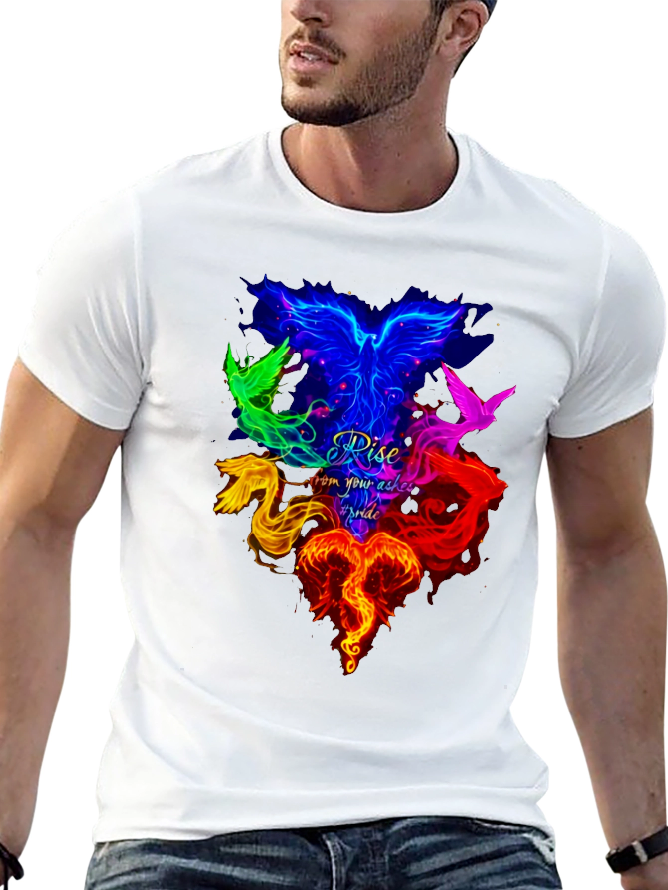 Colorful Phoenix Graphic T-Shirt