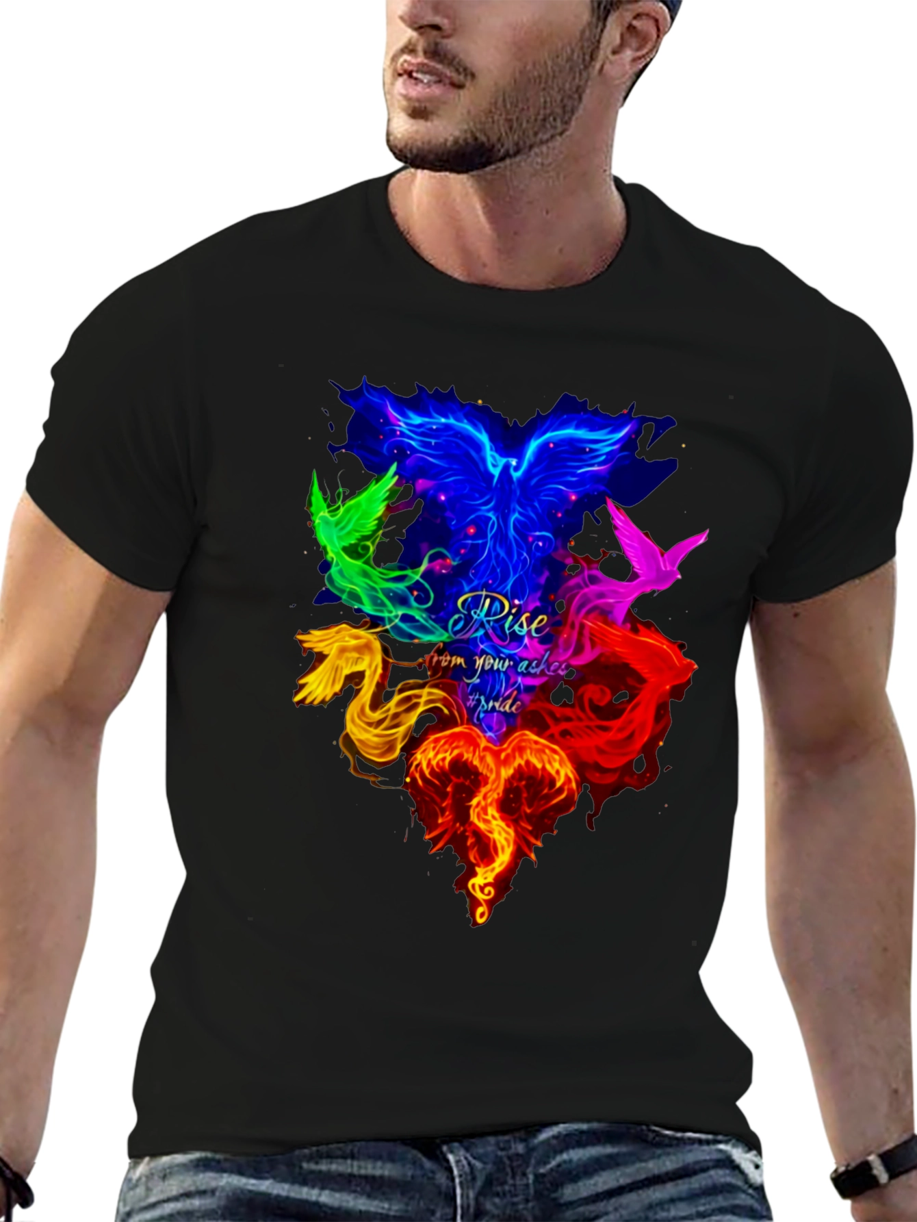 Colorful Phoenix Graphic T-Shirt