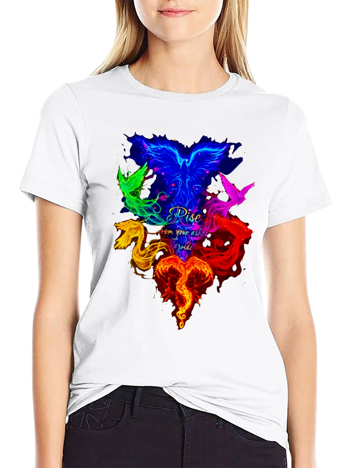 Colorful Phoenix Graphic T-Shirt