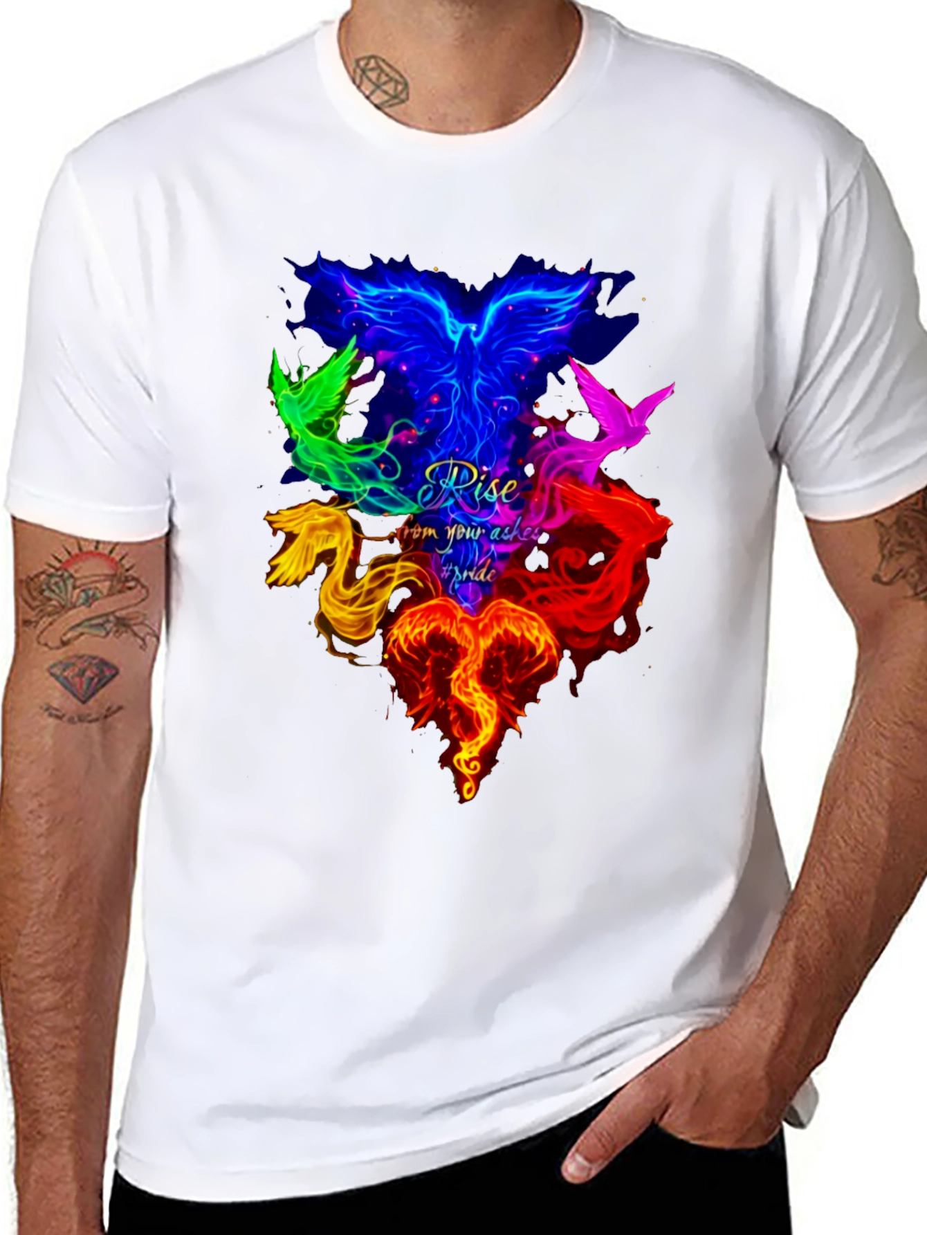Colorful Phoenix Graphic T-Shirt