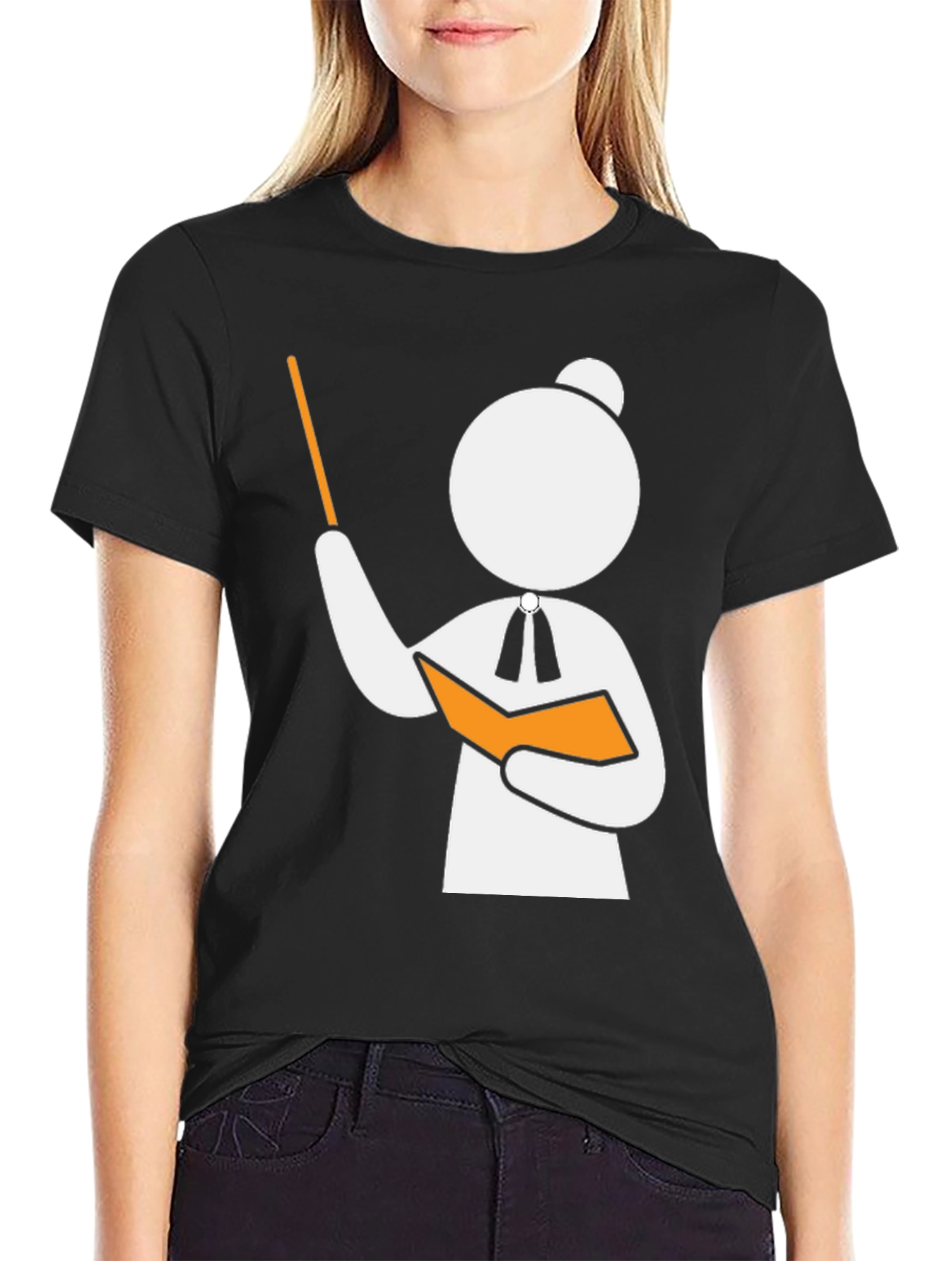 Teacher Stick Figure Black T-Shirt