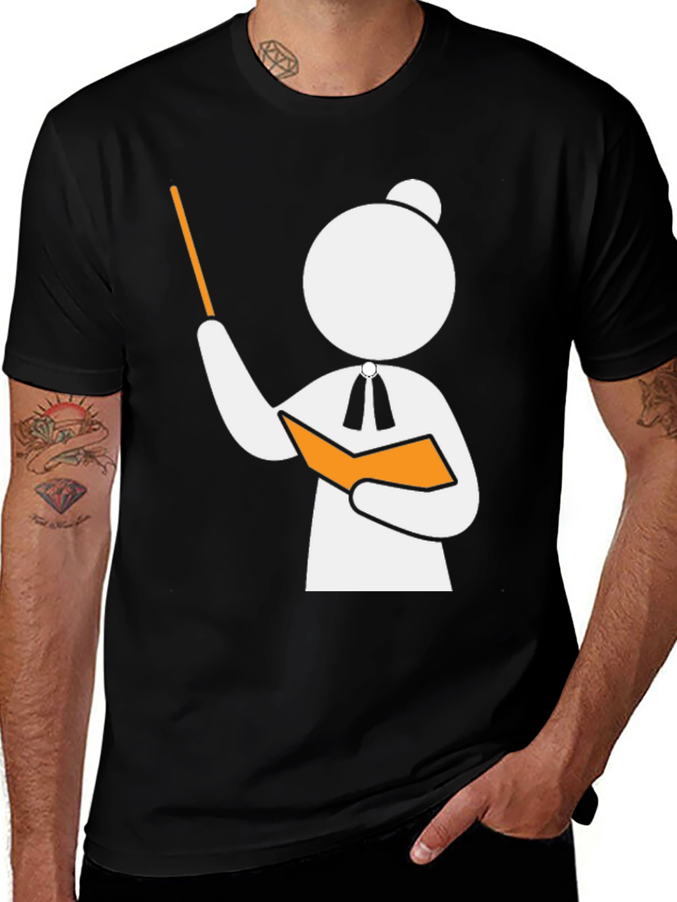 Teacher Stick Figure Black T-Shirt