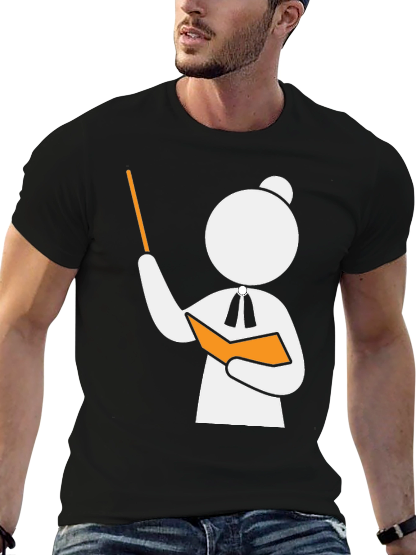 Teacher Stick Figure Black T-Shirt