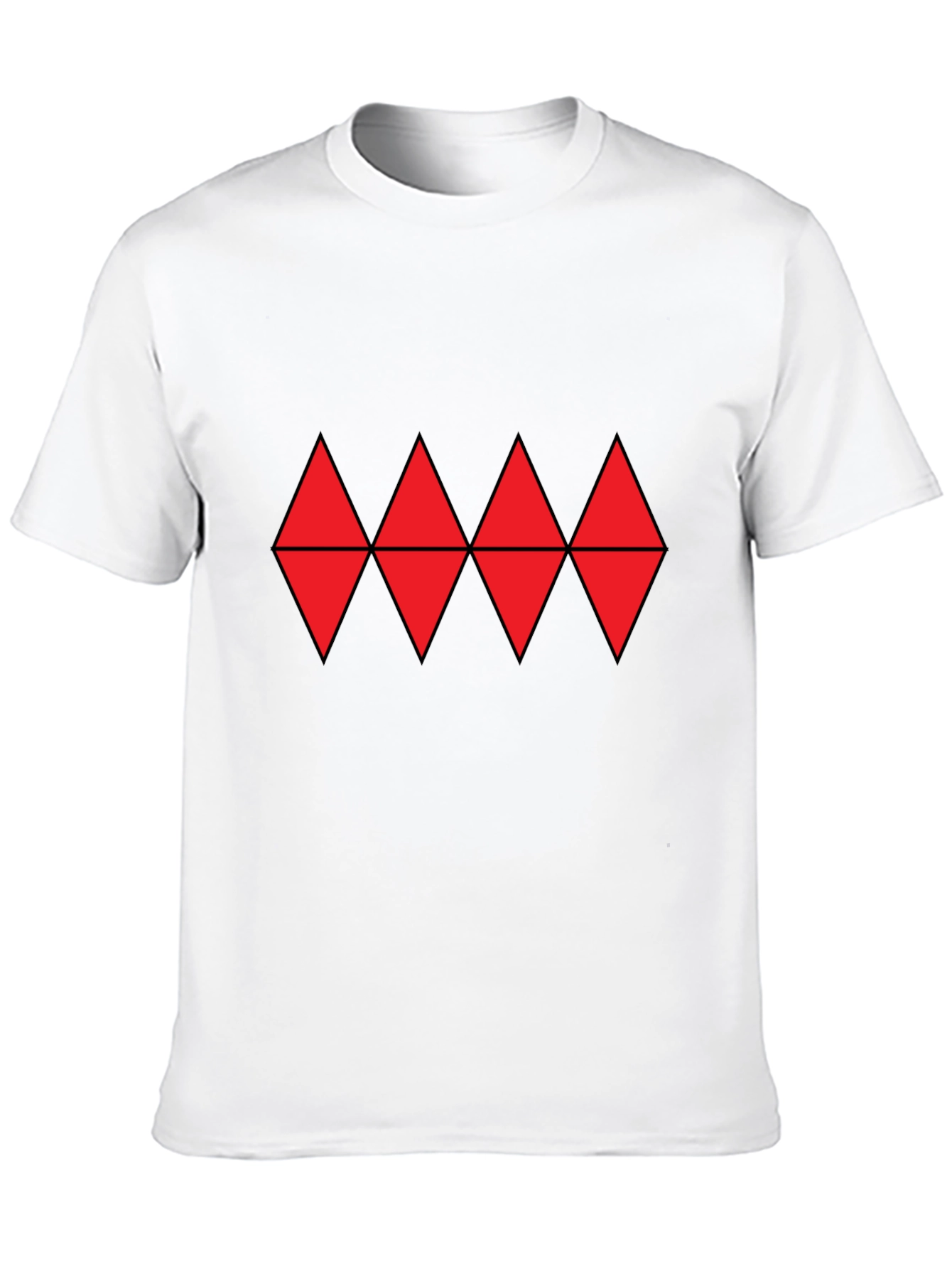 Red Diamond Pattern Black T-Shirt