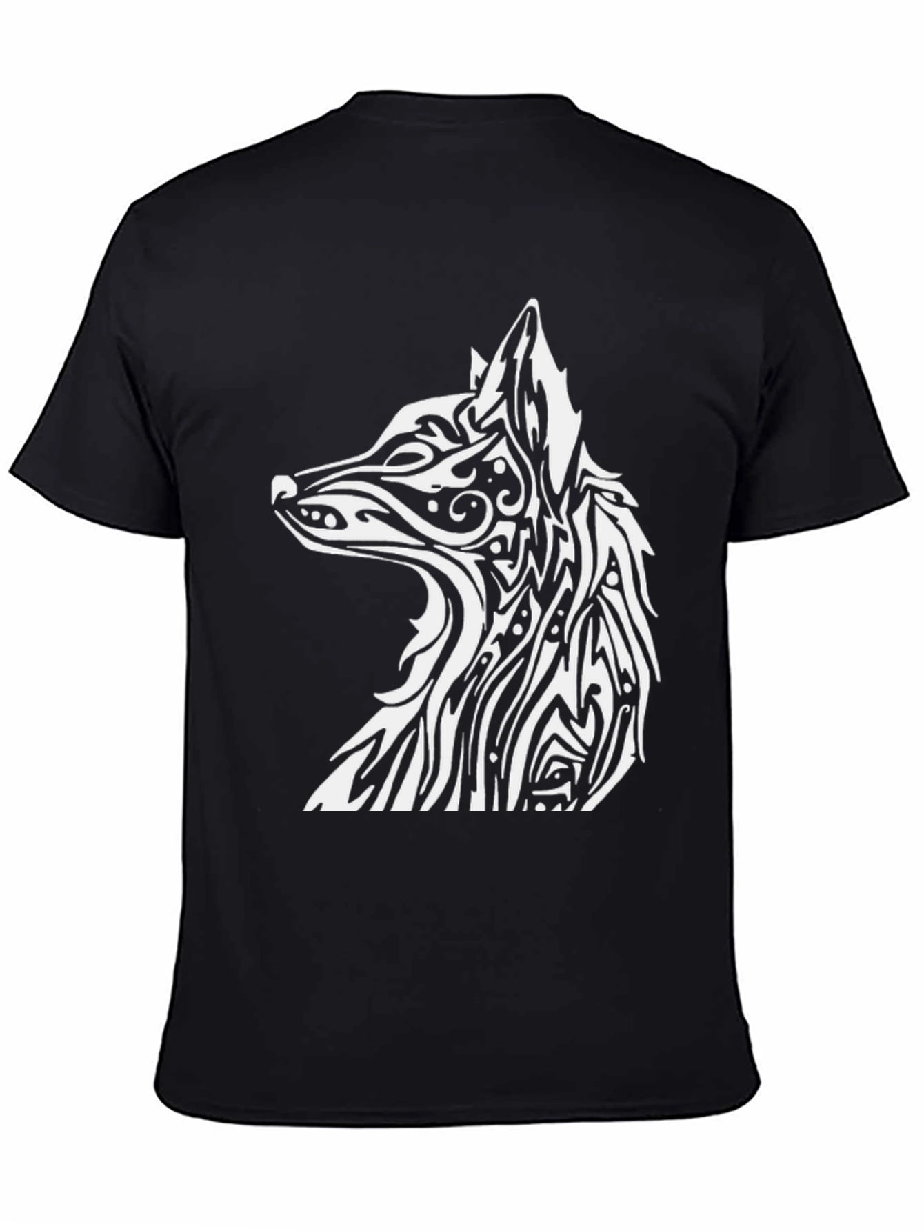 Tribal Wolf Graphic Tee - Black