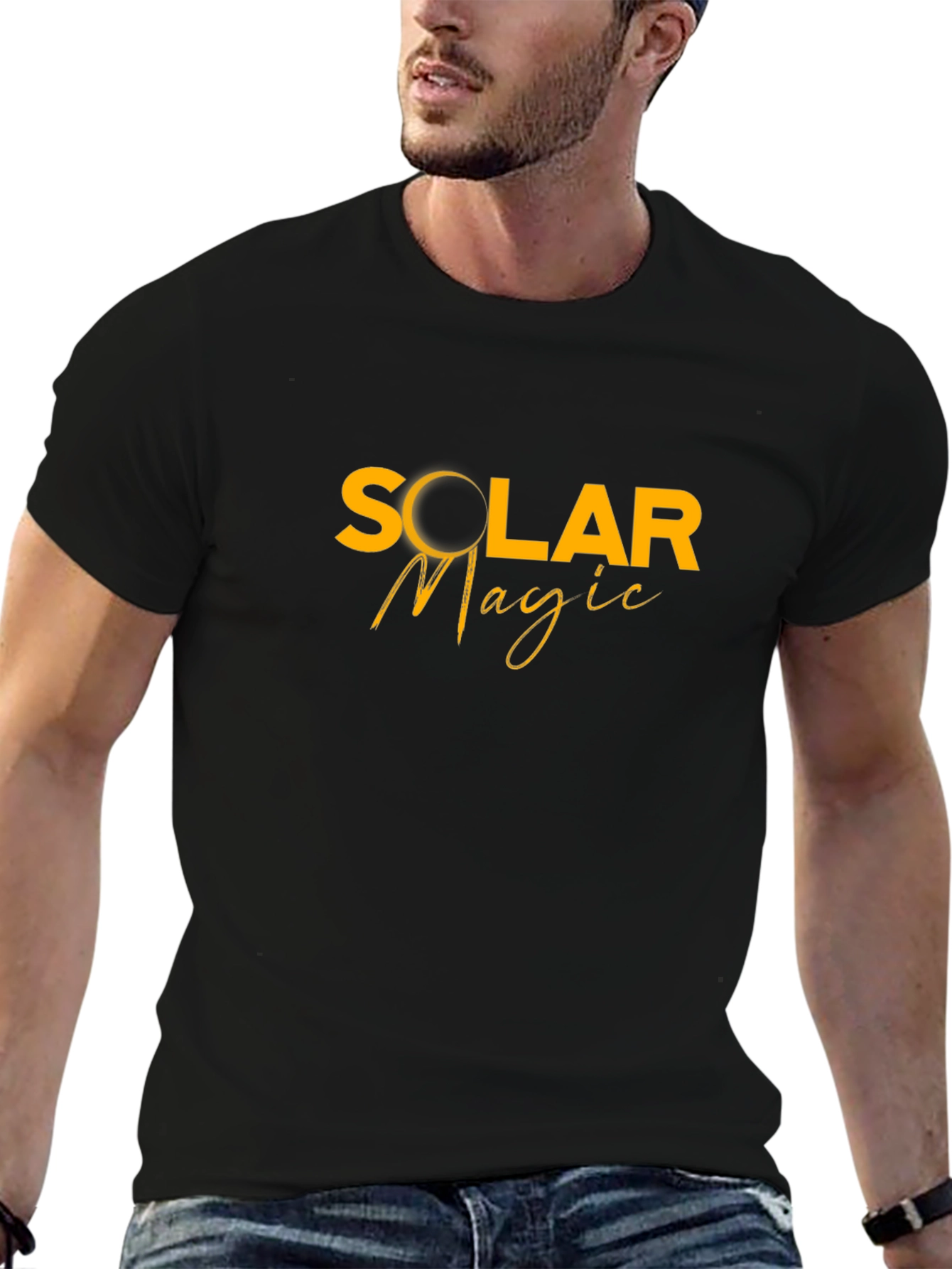 Solar Magic Graphic Tee - Stylish Black Cotton T-Shirt