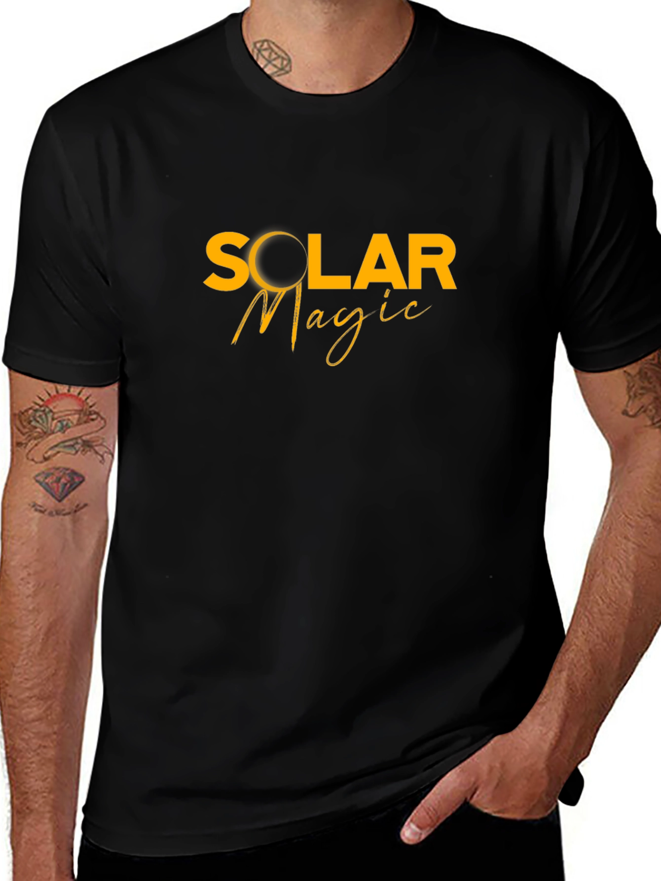Solar Magic Graphic Tee - Stylish Black Cotton T-Shirt