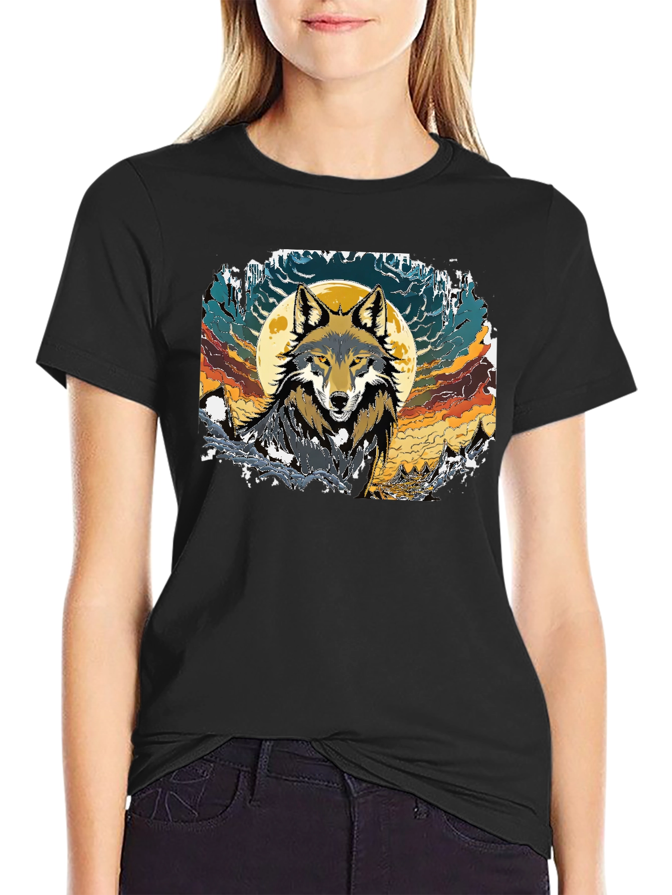 Wolf Moon Graphic T-Shirt - Black