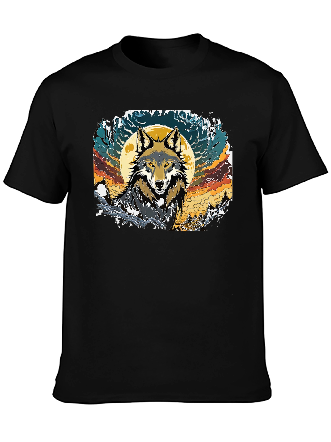 Wolf Moon Graphic T-Shirt - Black