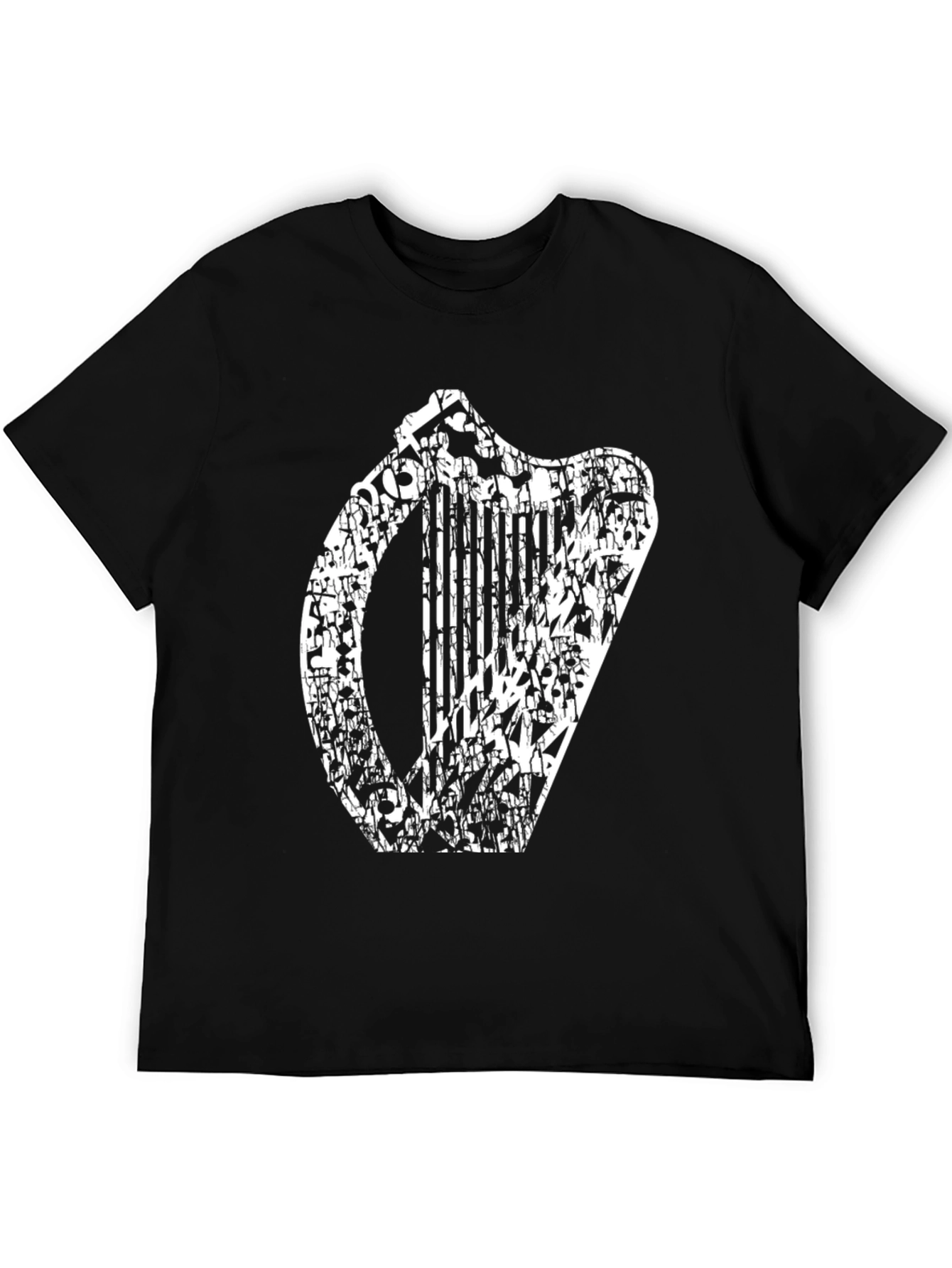Irish Harp Graphic T-Shirt - Black Cotton Tee