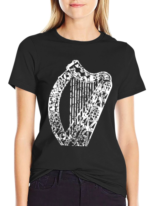Irish Harp Graphic T-Shirt - Black Cotton Tee