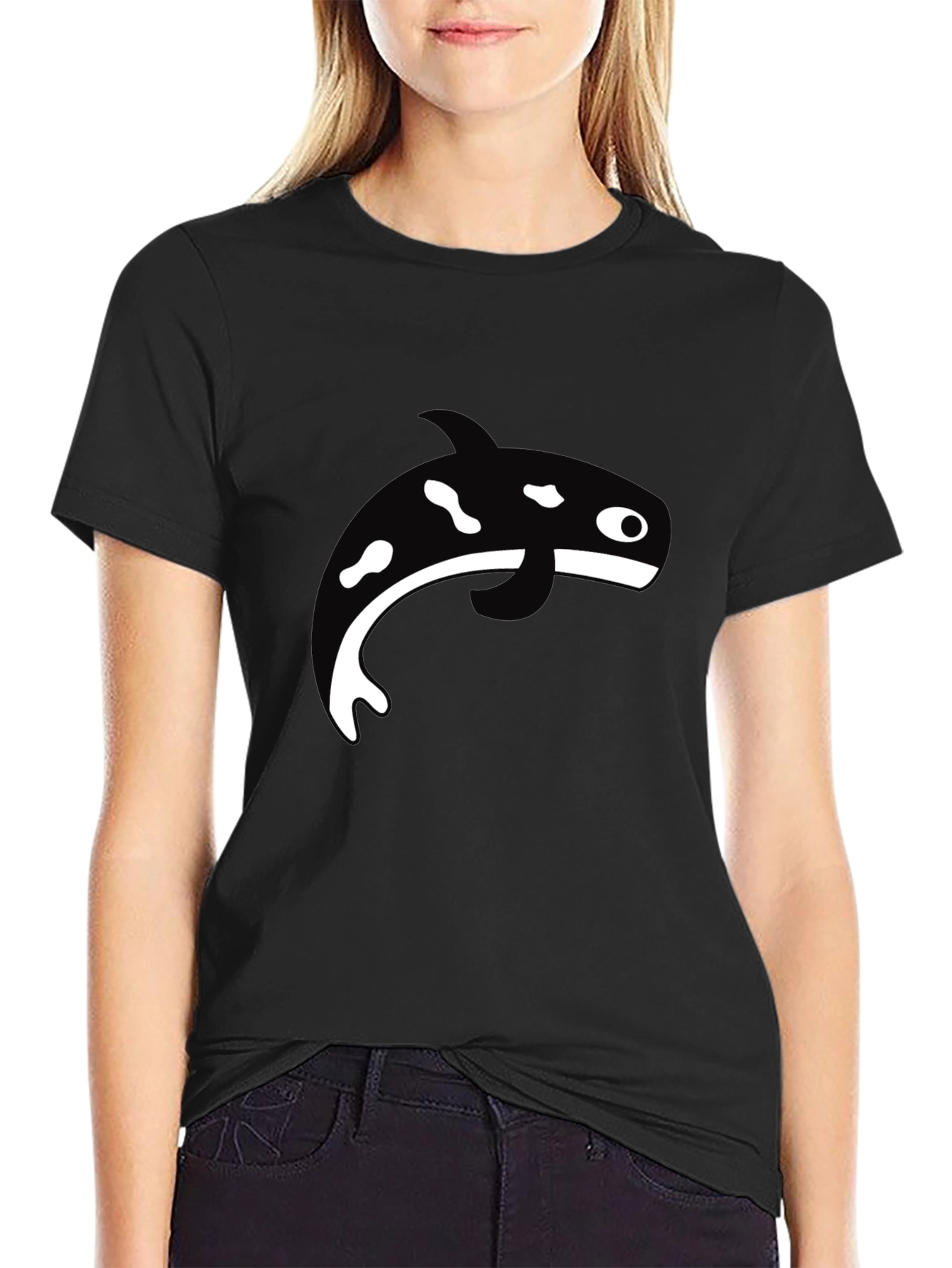 Orca Whale Graphic T-Shirt - Black Casual Tee