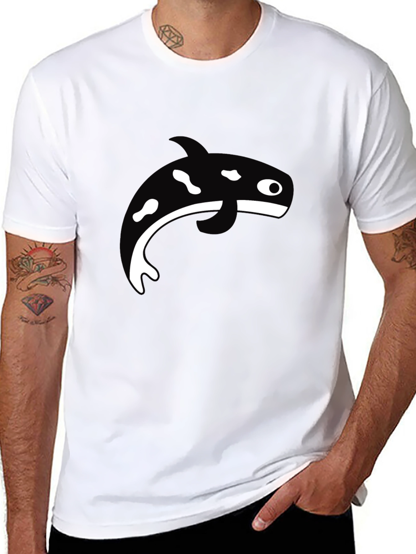 Orca Whale Graphic T-Shirt - Black Casual Tee