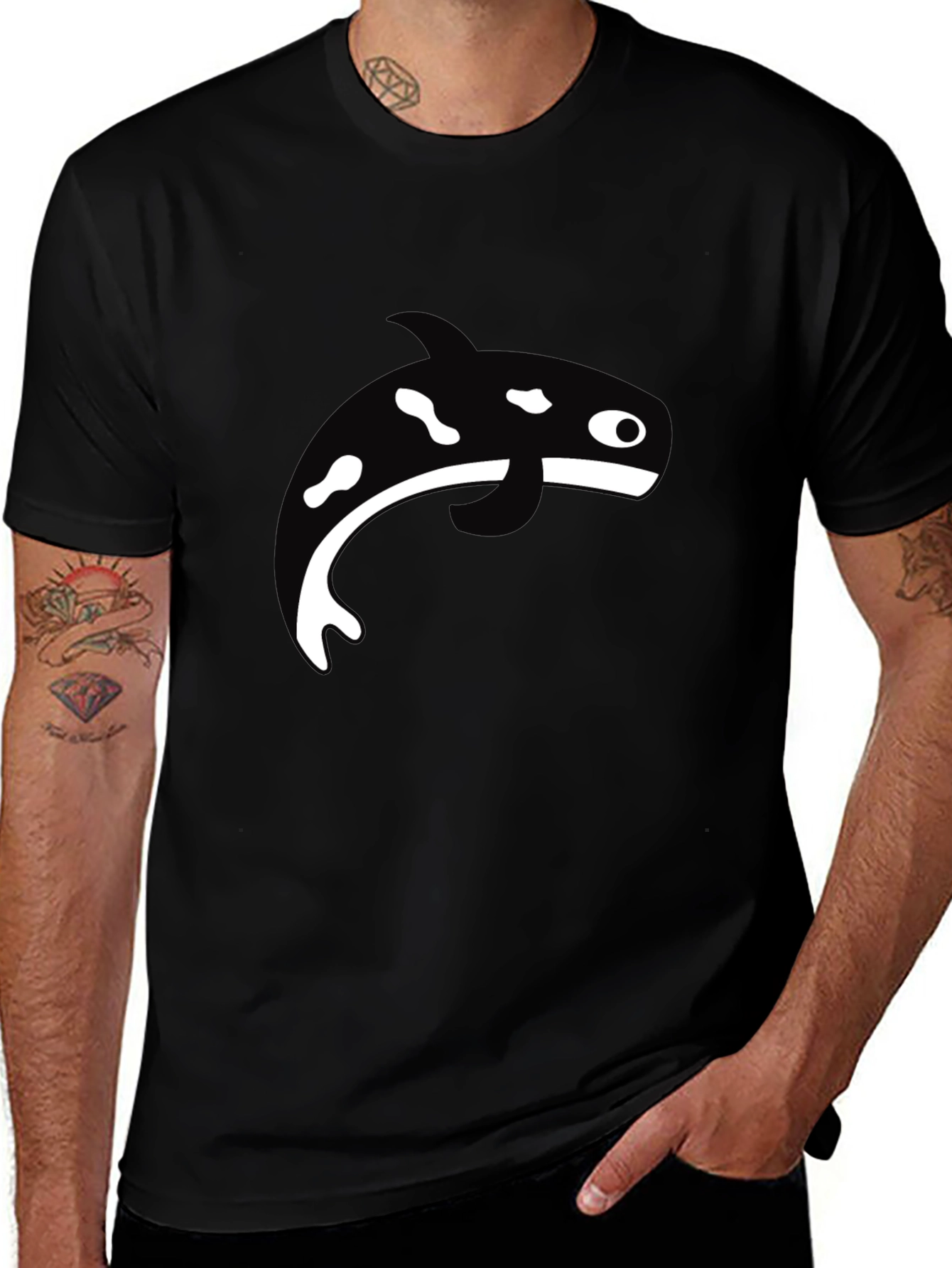 Orca Whale Graphic T-Shirt - Black Casual Tee
