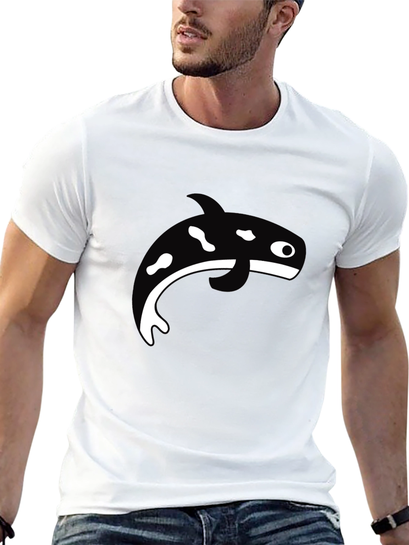 Orca Whale Graphic T-Shirt - Black Casual Tee