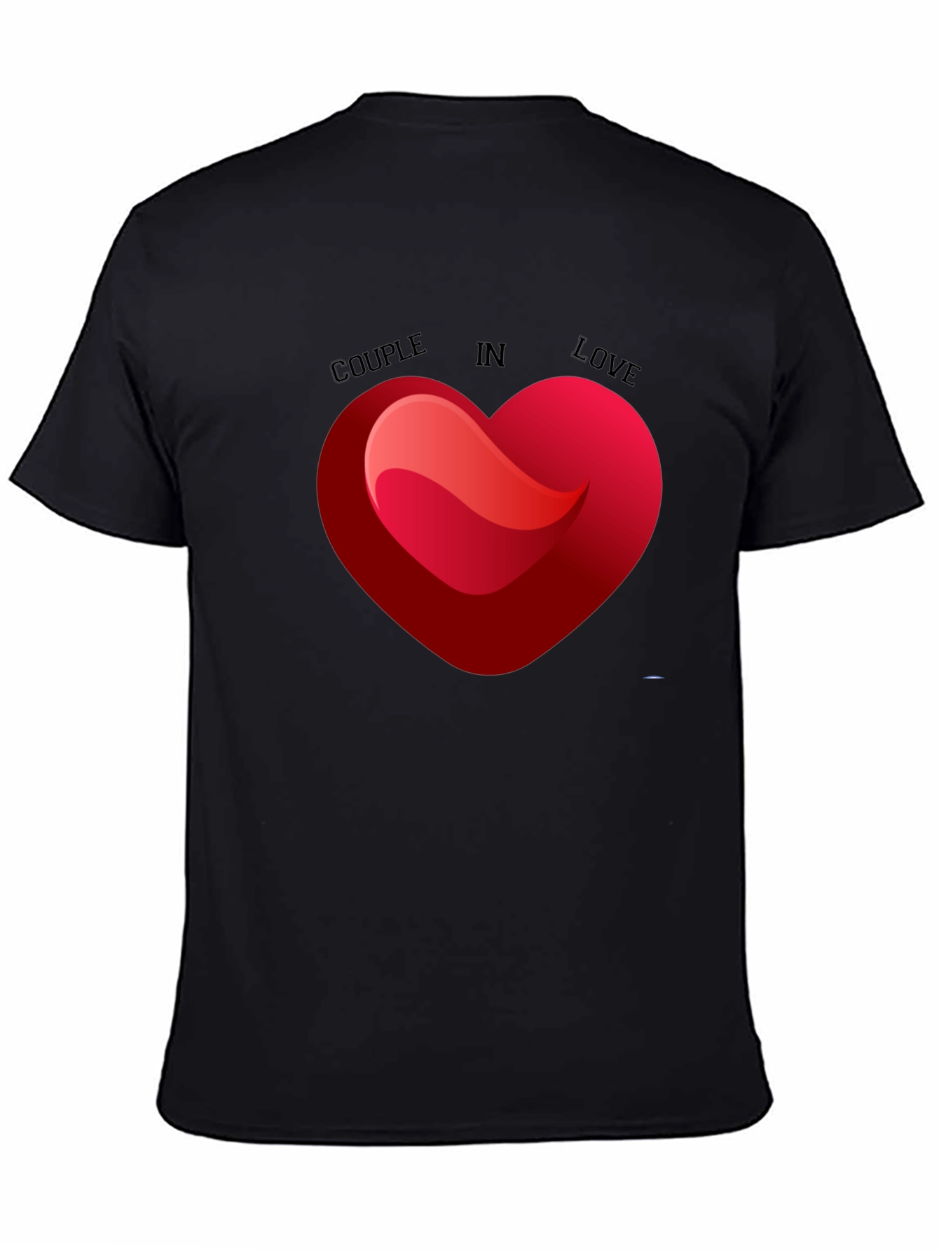 Couple in Love Heart Graphic Tee - Black