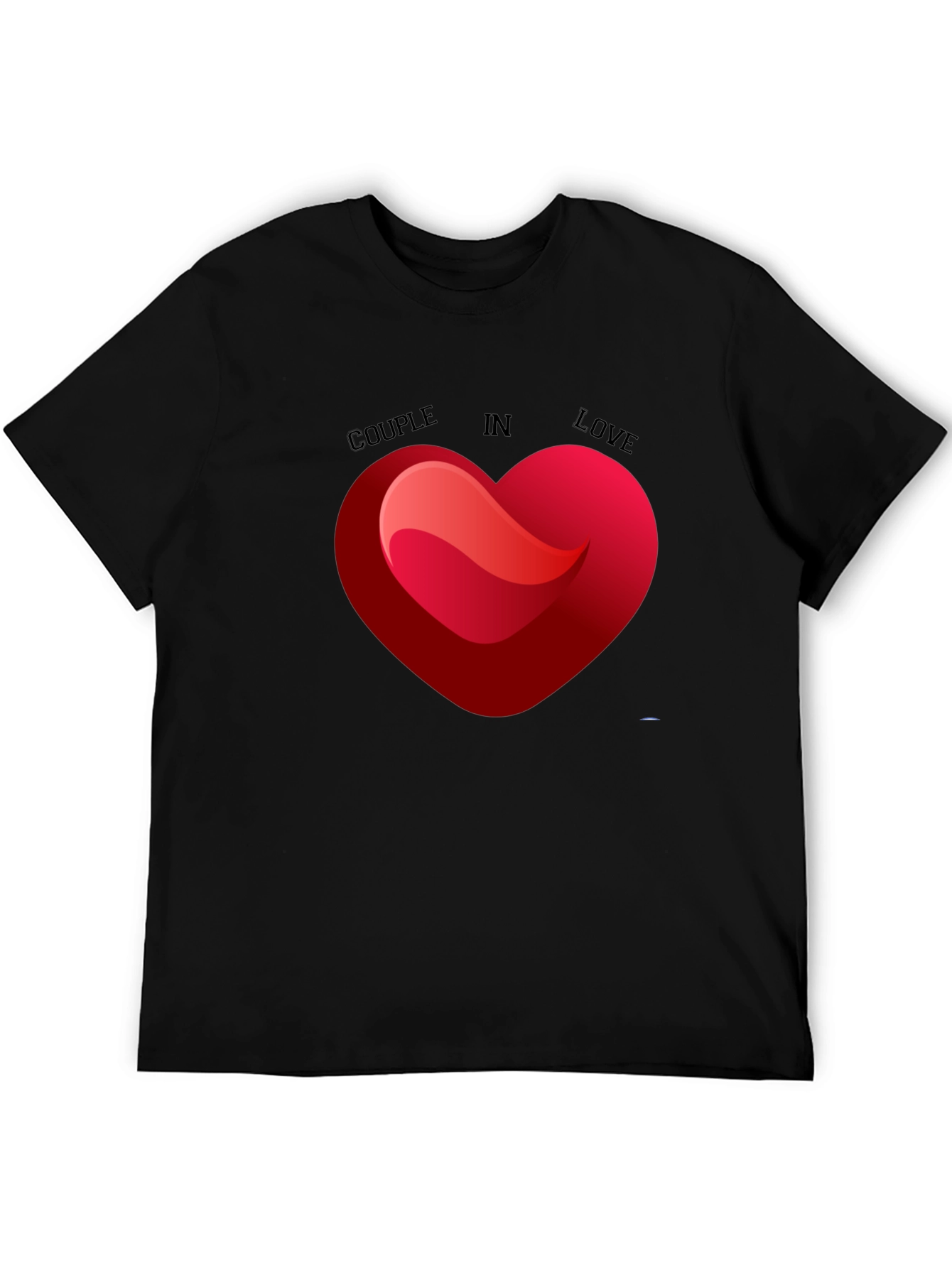 Couple in Love Heart Graphic Tee - Black