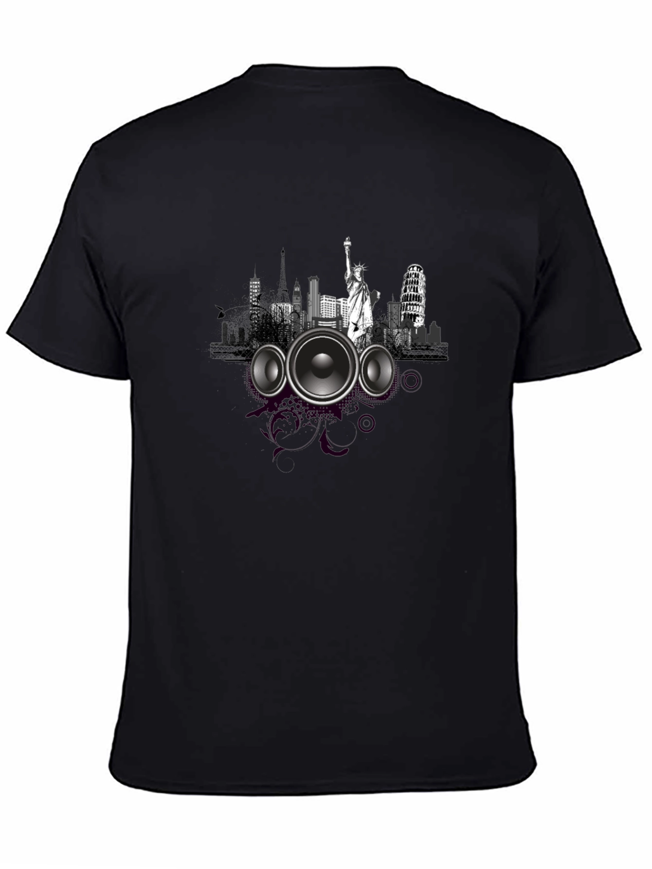 Cityscape Speaker Graphic Tee - Modern Style