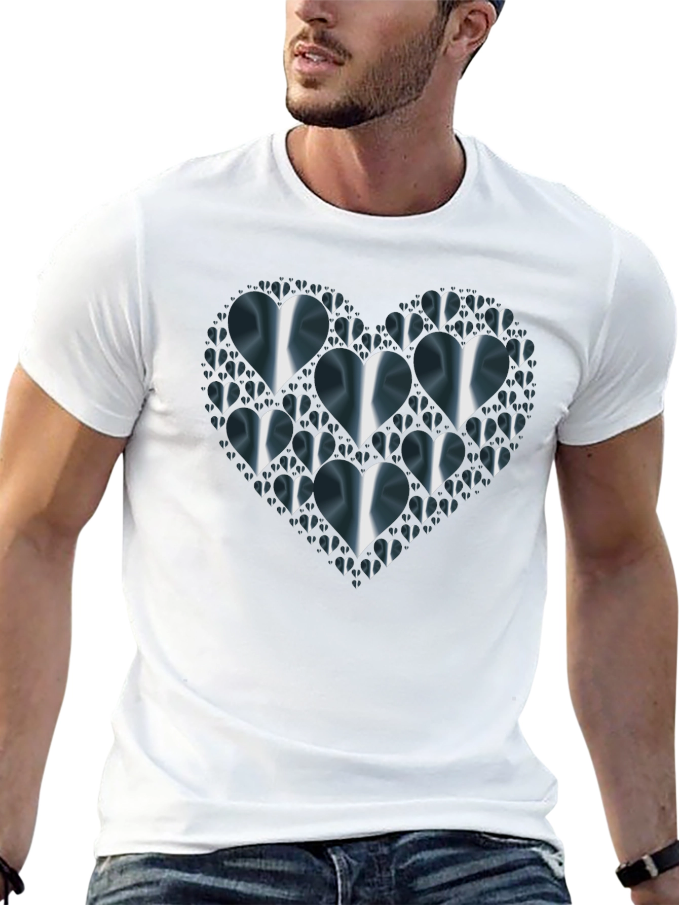 Heart Design Black T-Shirt