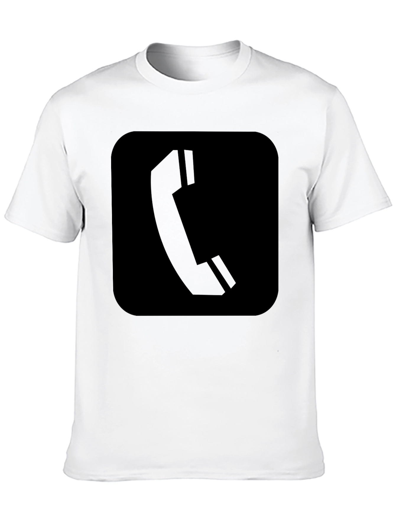 Black T-Shirt with Phone Icon