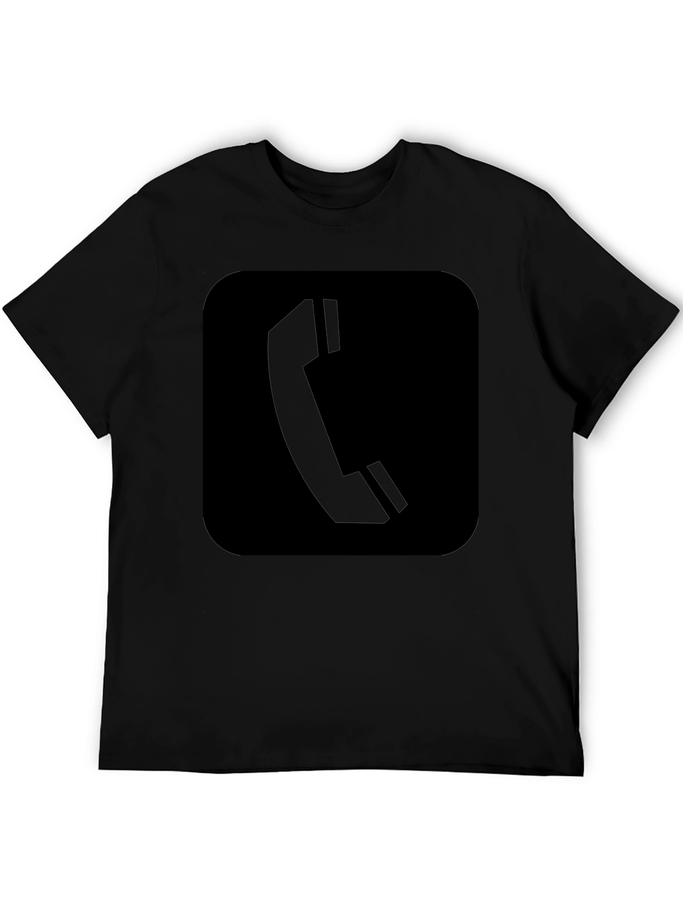 Black T-Shirt with Phone Icon