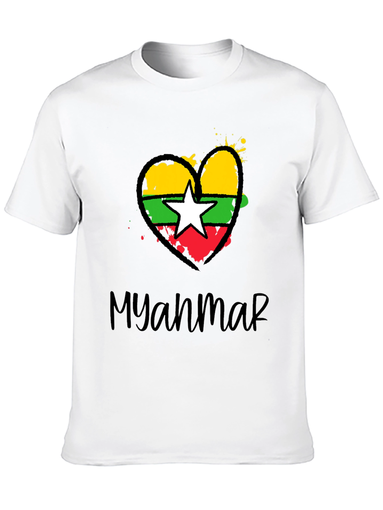 Myanmar Flag Heart T-Shirt - Stylish Graphic Tee